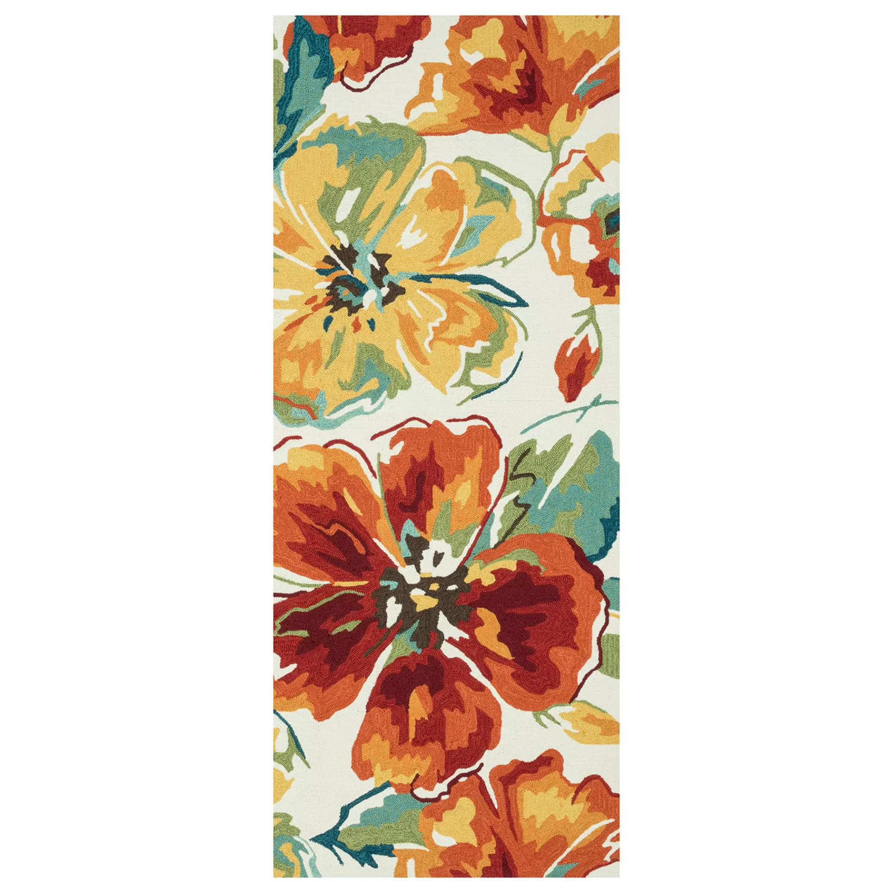 * Exclusive Design (A138) Summerton Ivory & Red Floral Hooked Runner, 2 5