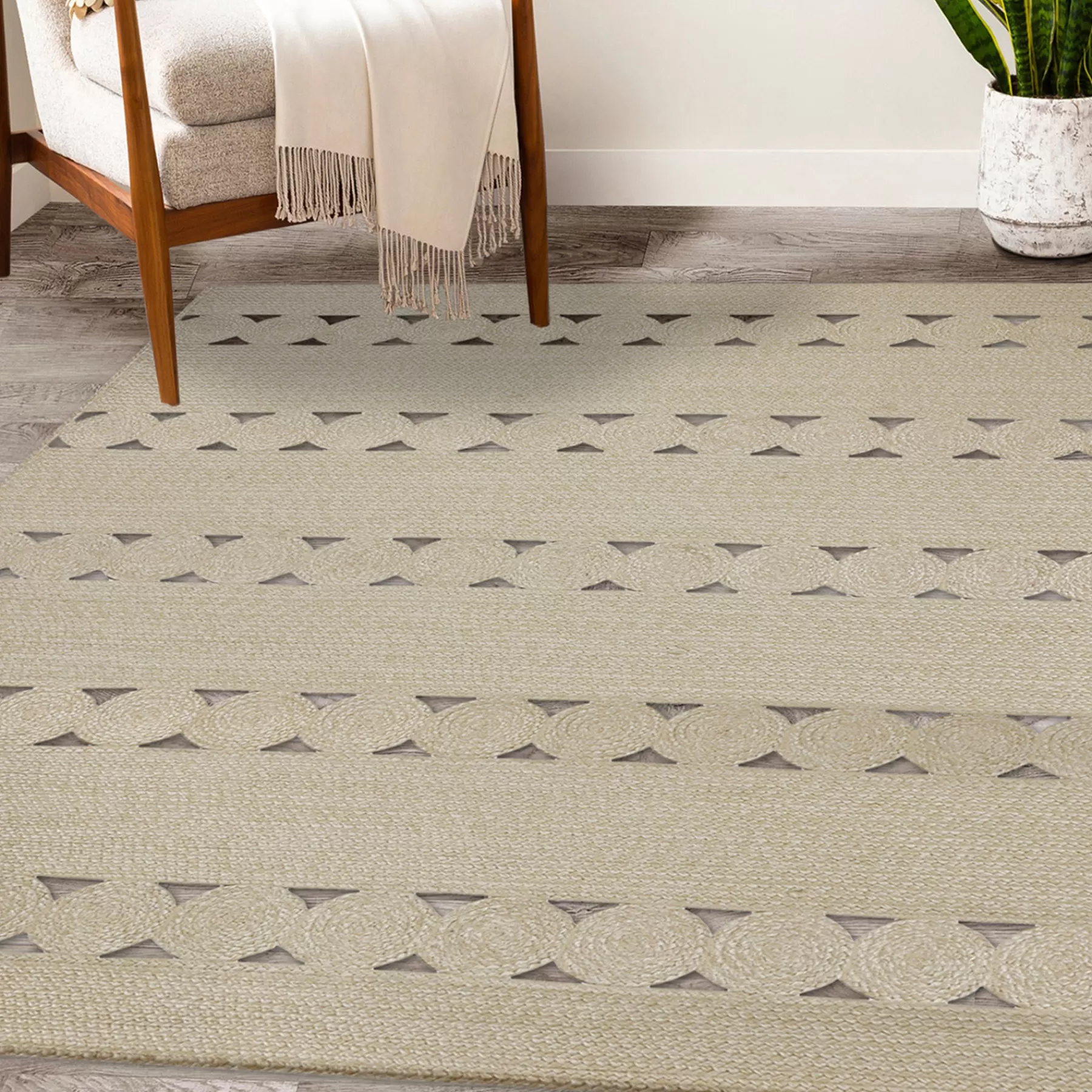 * Exclusive Design (D516) Tracey Boyd Ivory Braided Area Rug, 8 10