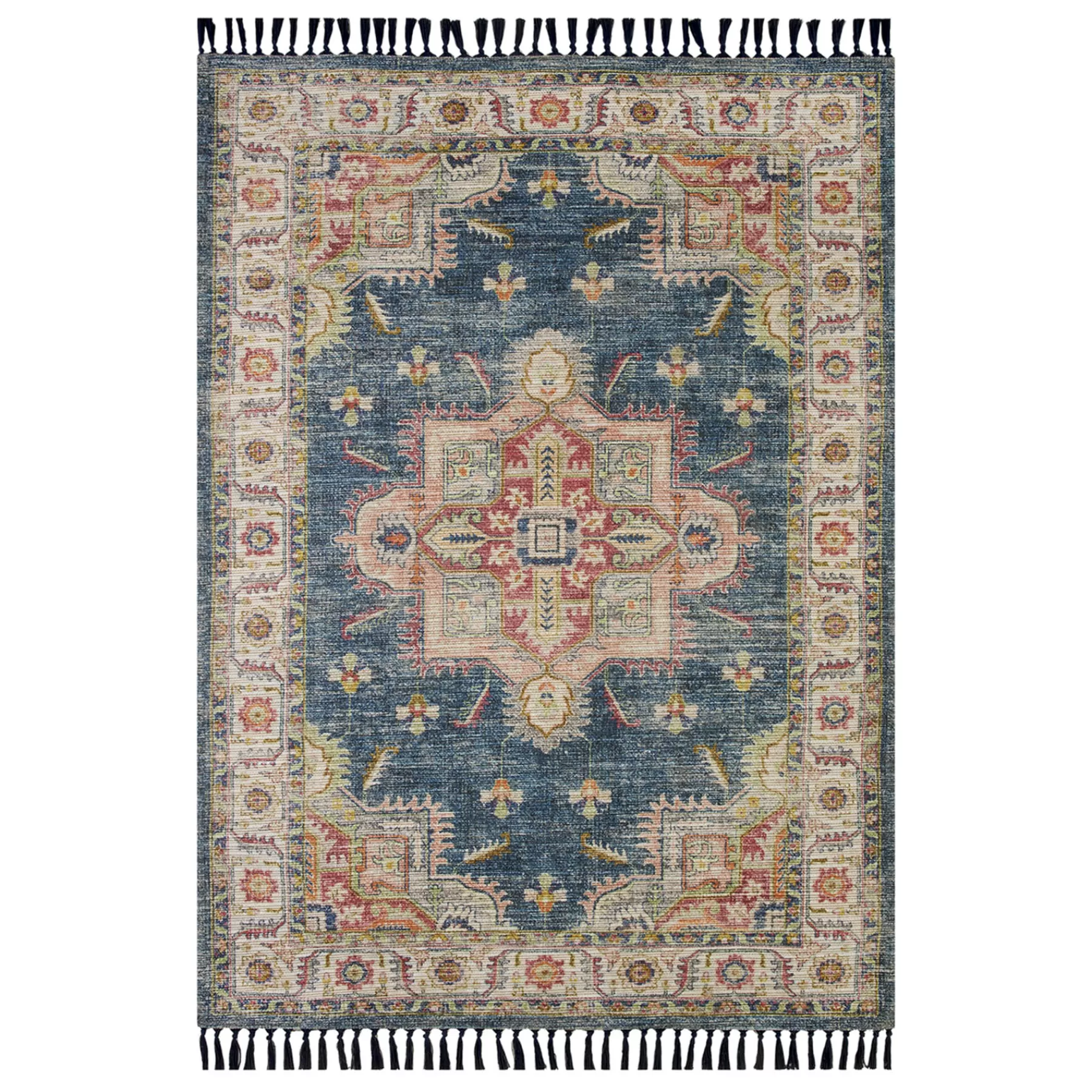 * Exclusive Design (E338) Baden Blue Medallion Outdoor Area Rug, 5 7