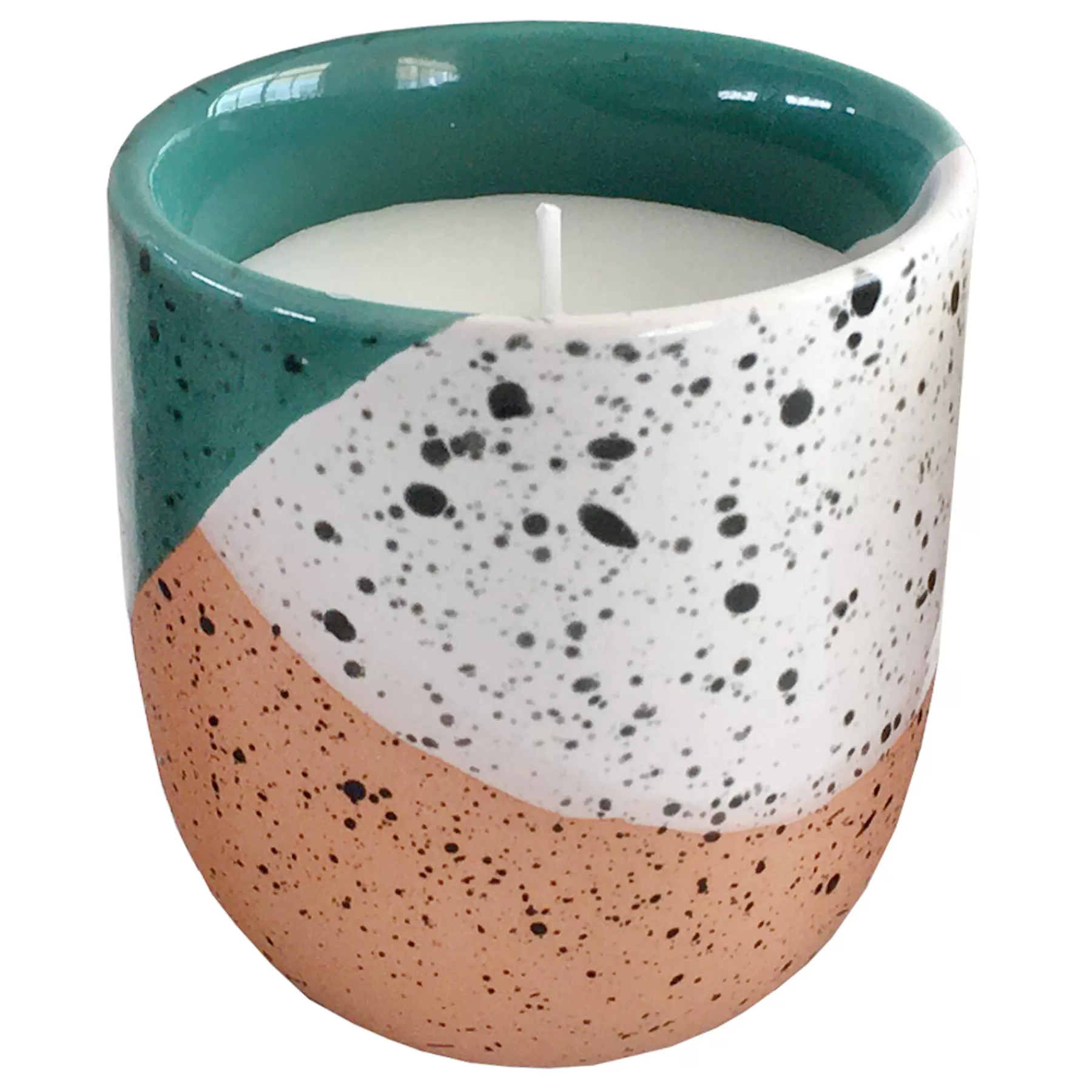 * Exclusive Design Green Colorblock Ceramic Citronella Candle, 3