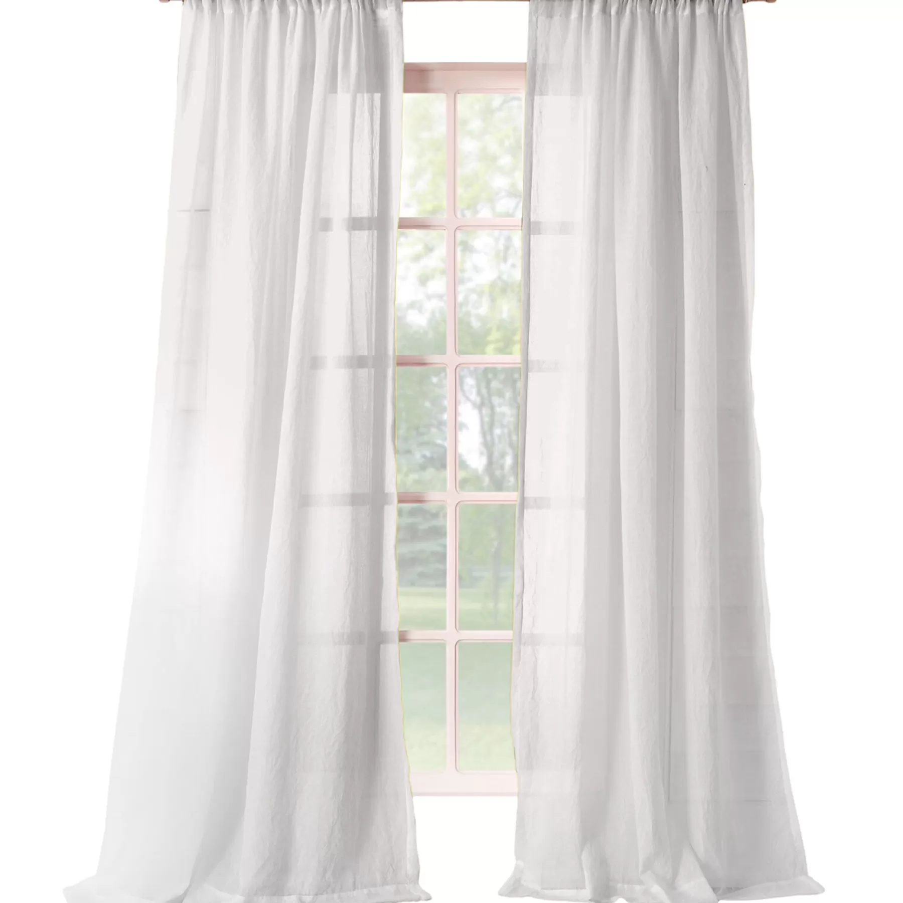 * Exclusive Design Lourdes White Crushed Rod Pocket Sheer Curtain Panel, 95