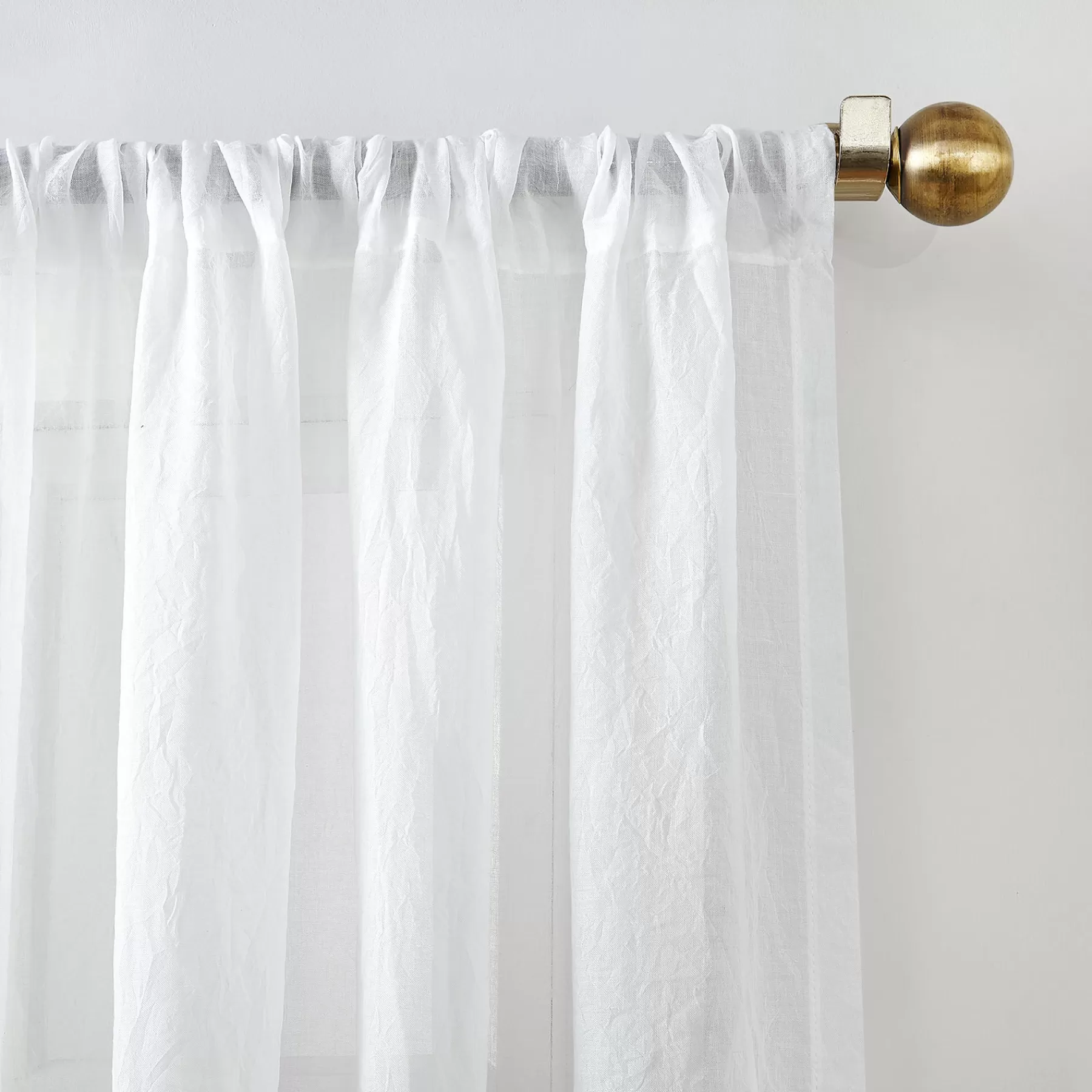* Exclusive Design Lourdes White Crushed Rod Pocket Sheer Curtain Panel, 95