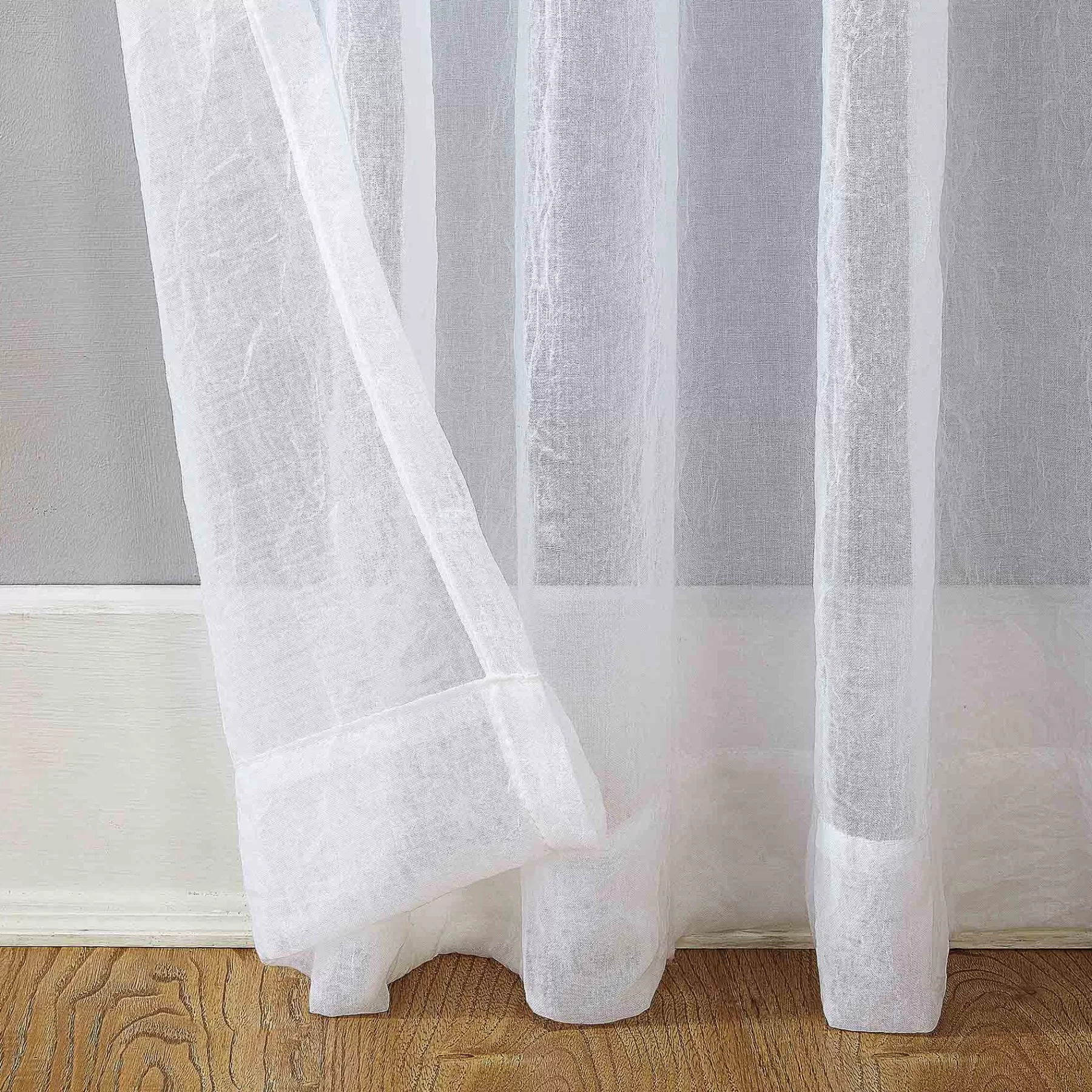 * Exclusive Design Lourdes White Crushed Rod Pocket Sheer Curtain Panel, 95