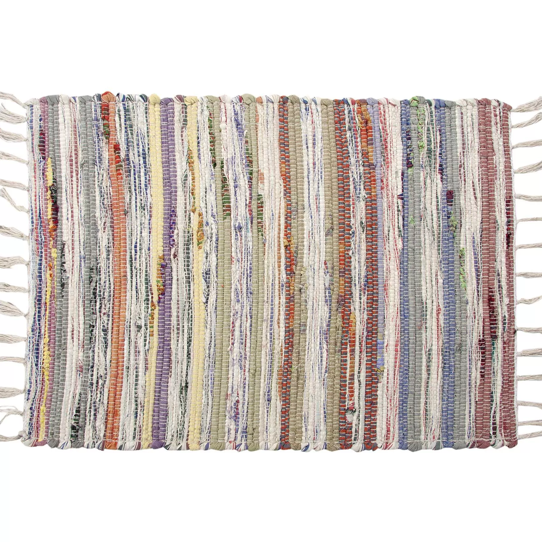 * Exclusive Design Multicolored Pastel Chindi Fringe Accent Rug, 20 30