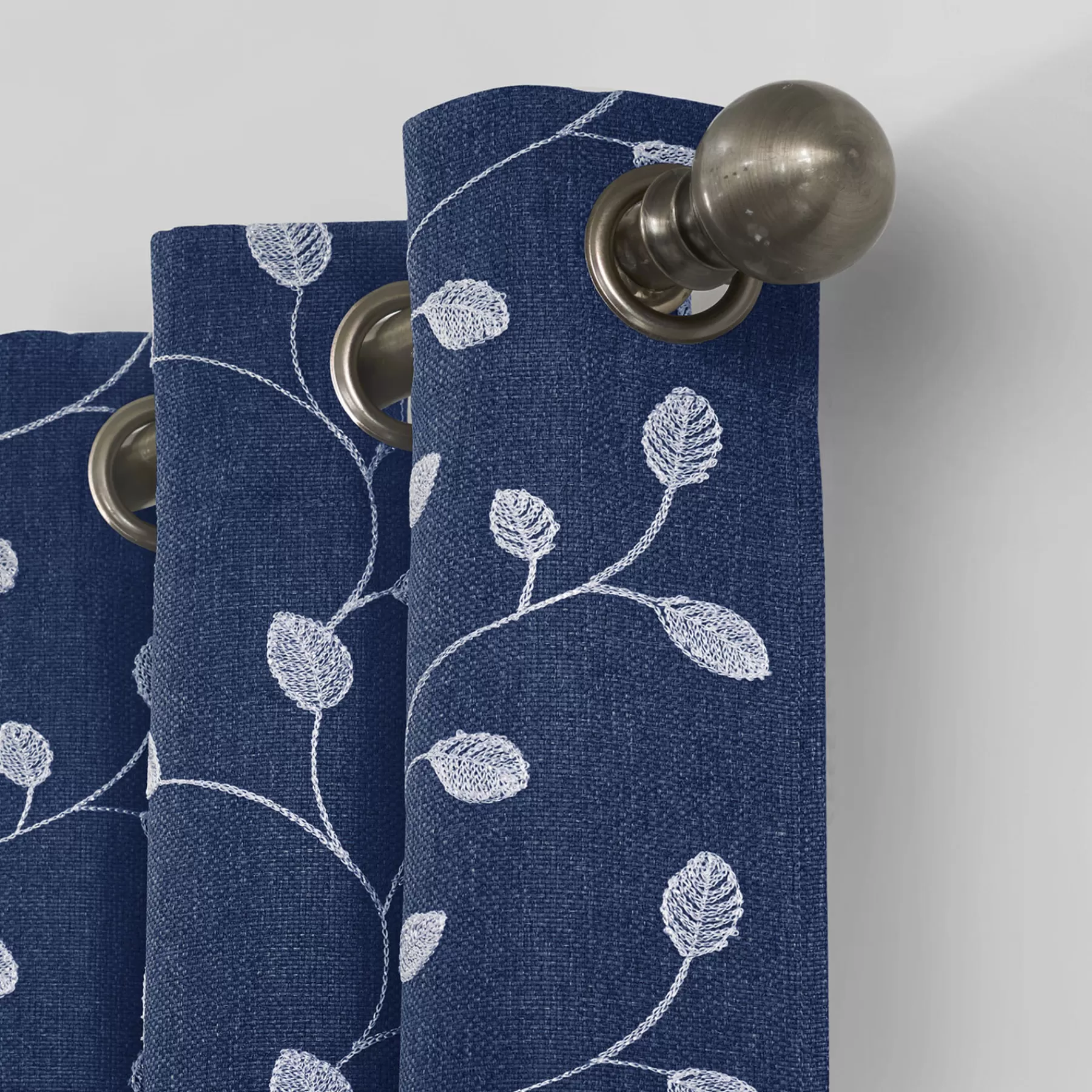 * Exclusive Design Rockwell Navy Embroidered Blackout Grommet Curtain Panel, 84