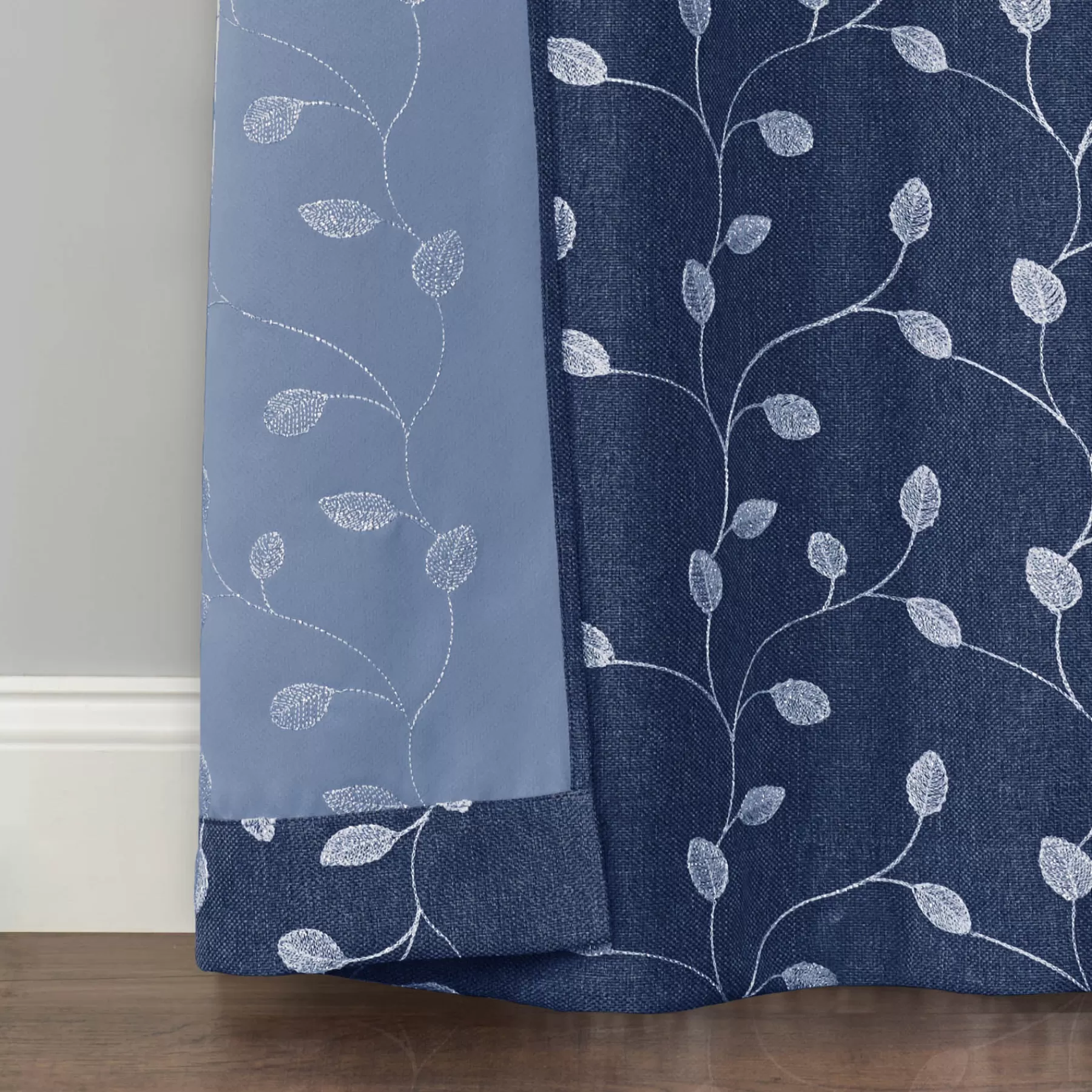 * Exclusive Design Rockwell Navy Embroidered Blackout Grommet Curtain Panel, 84
