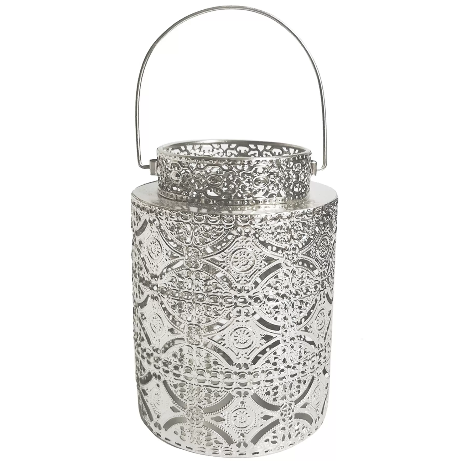 * Exclusive Design Silver Metal Cutout Lantern, 6