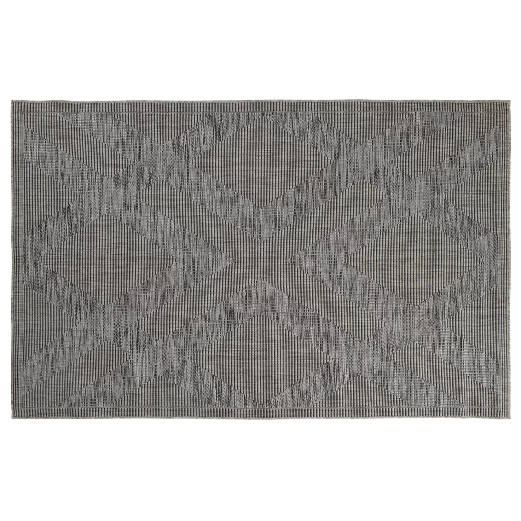 * Exclusive (E219) Grey Diamond Design Indoor & Outdoor Accent Rug, 2 4