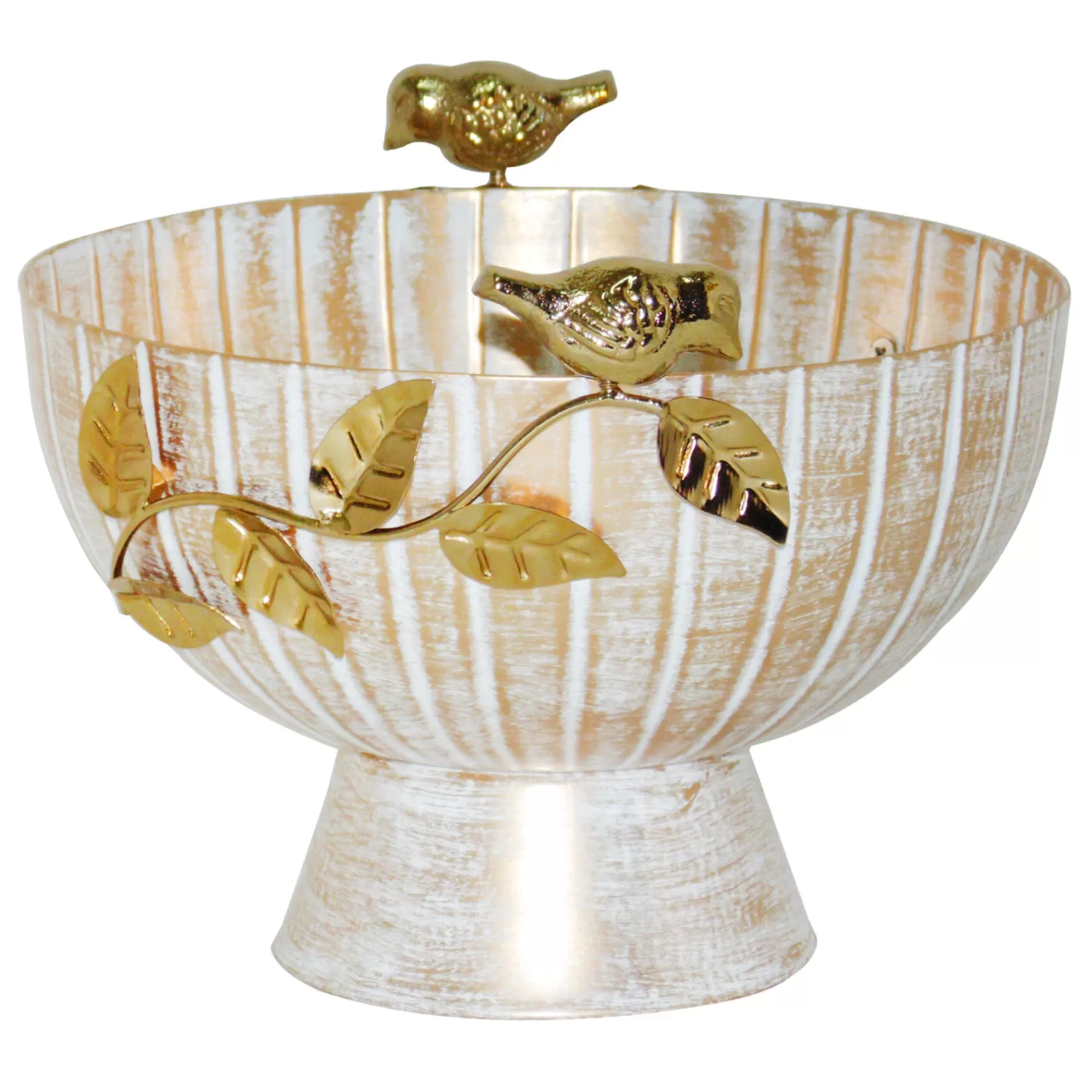 * Exclusive Grace Mitchell Gold Bowl With Iron Leaves & Caste Bird