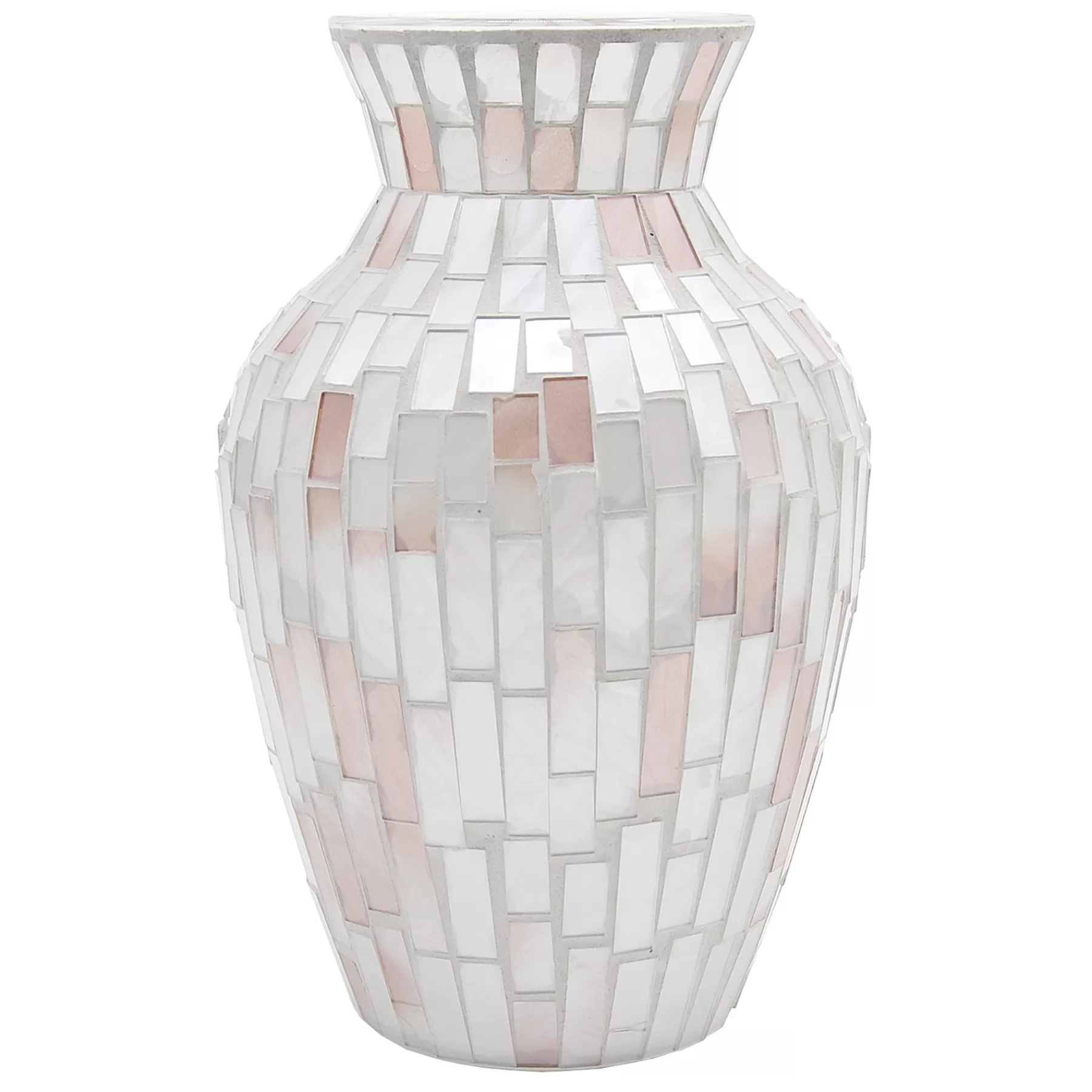 * Exclusive Ivory Mosaic Glass Vase, 10 "