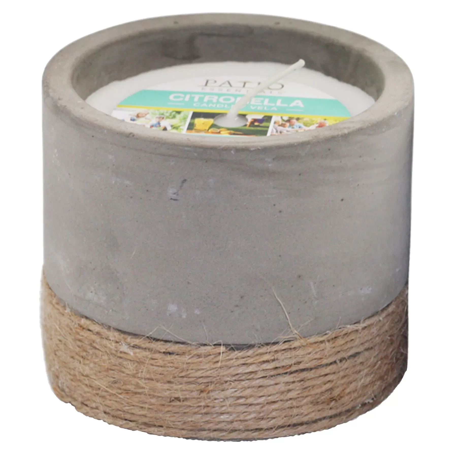 * Exclusive Round Grey Cement Citronella Candle With Rope Base