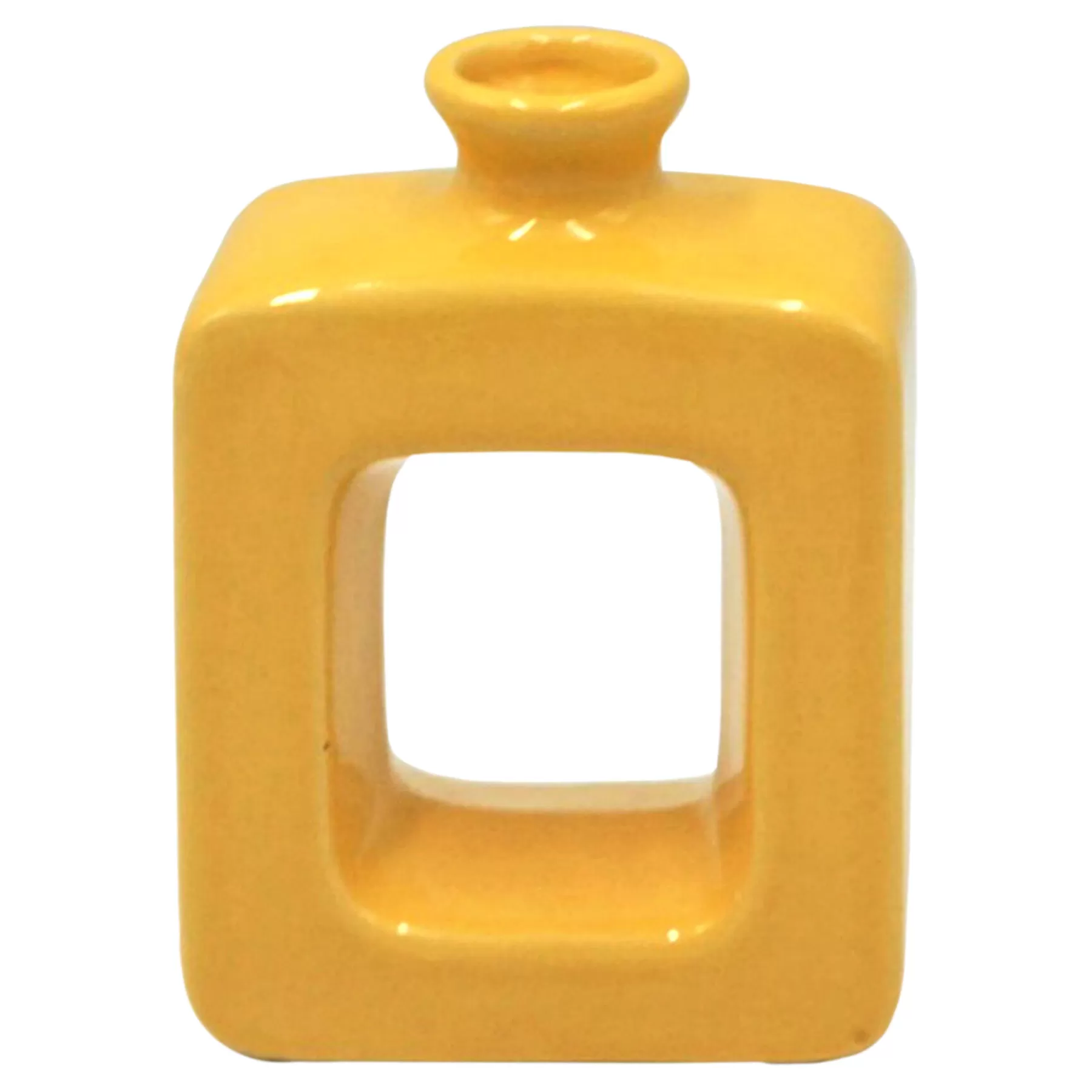 * Exclusive Yellow Square Cutout Ceramic Vase, 6