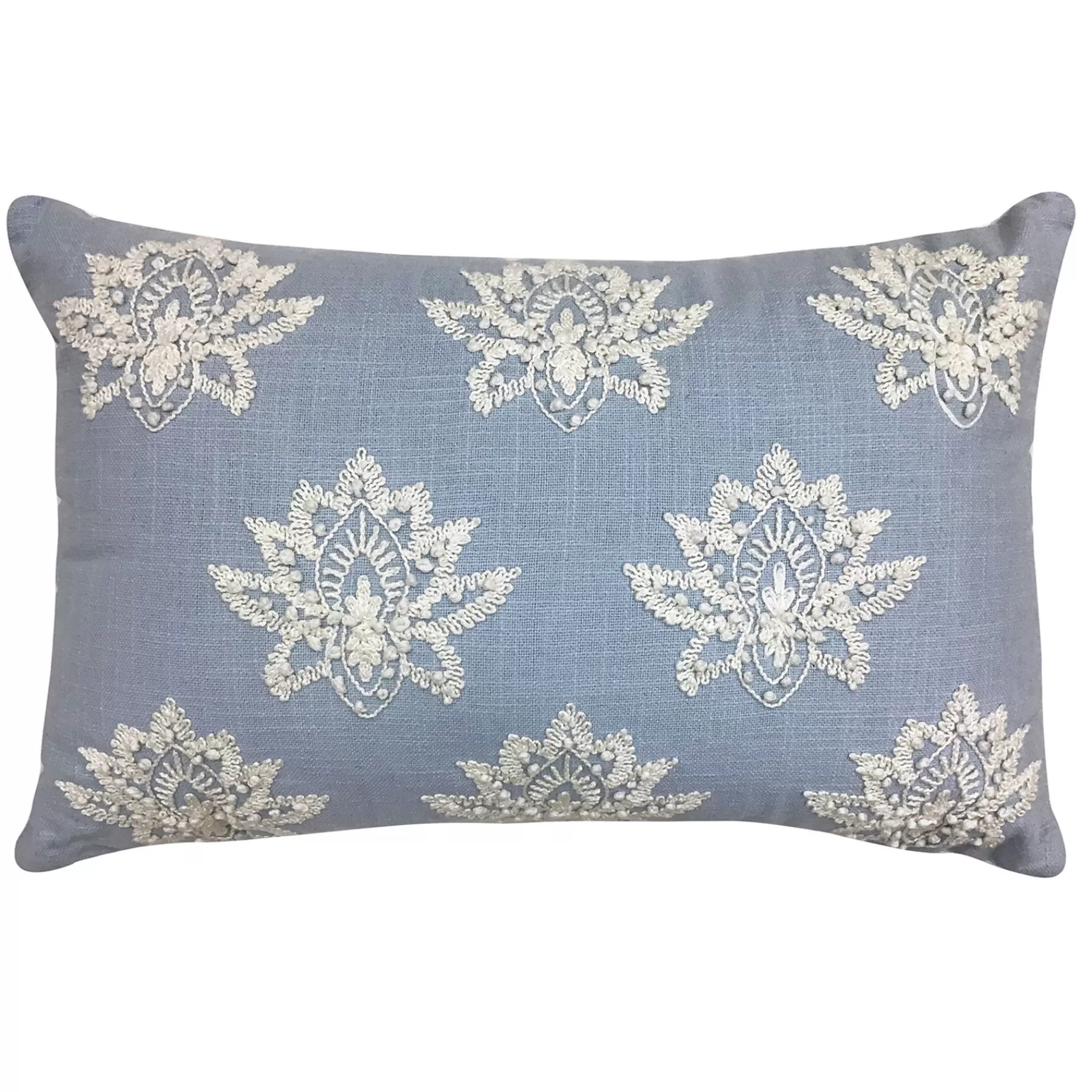 * Exquisite Gifts Blue Beaded Embroidered Throw Pillow, 14 20