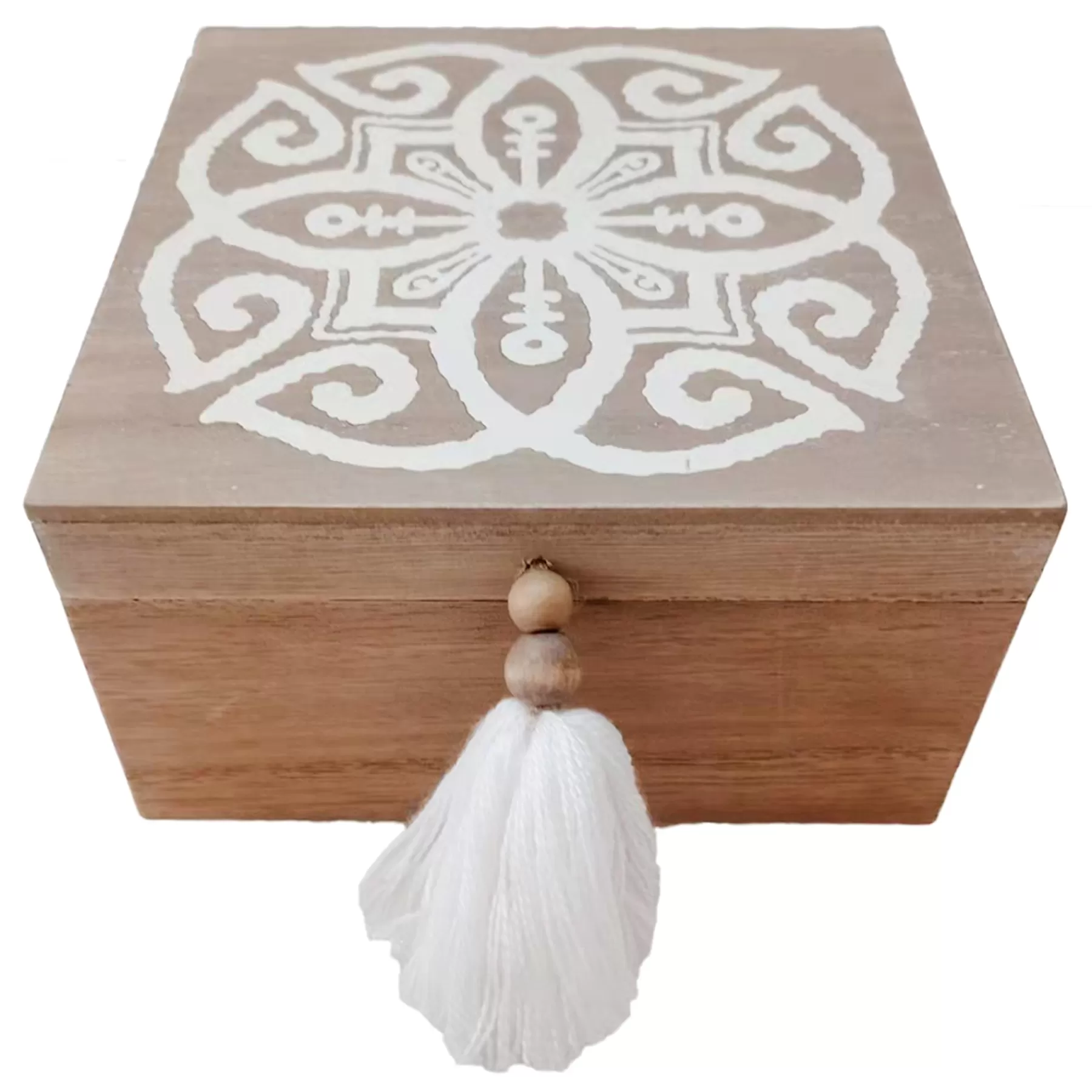 * Exquisite Gifts Decorative Wood Box With Tassels, 7X6