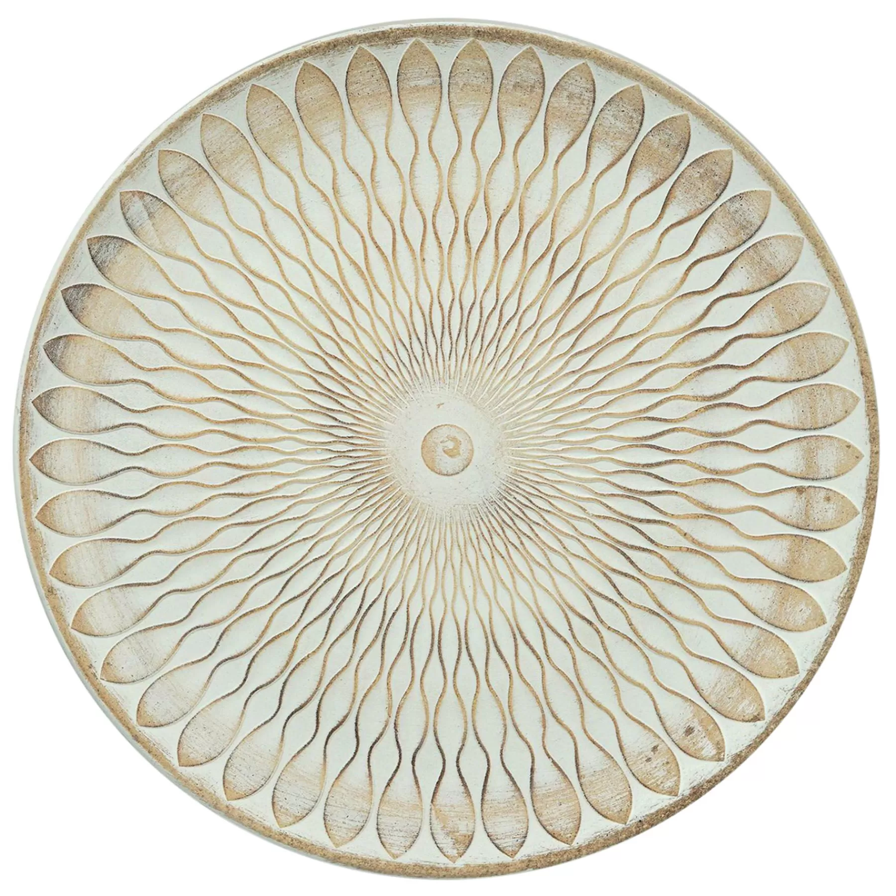 * Exquisite Gifts Round Cream & Tan Patterned Decorative Tray, 17
