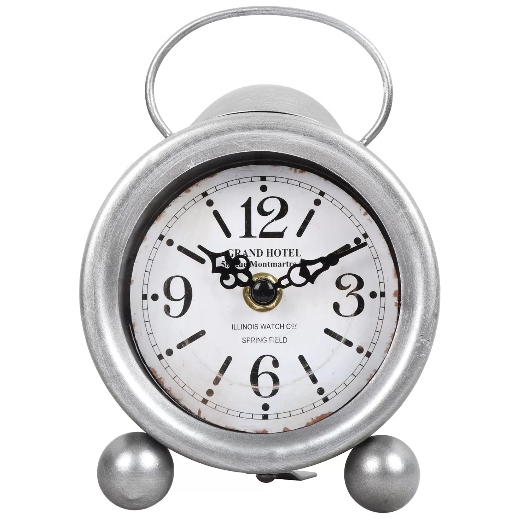 * Exquisite Gifts Silver Metal Table Clock, 7.5