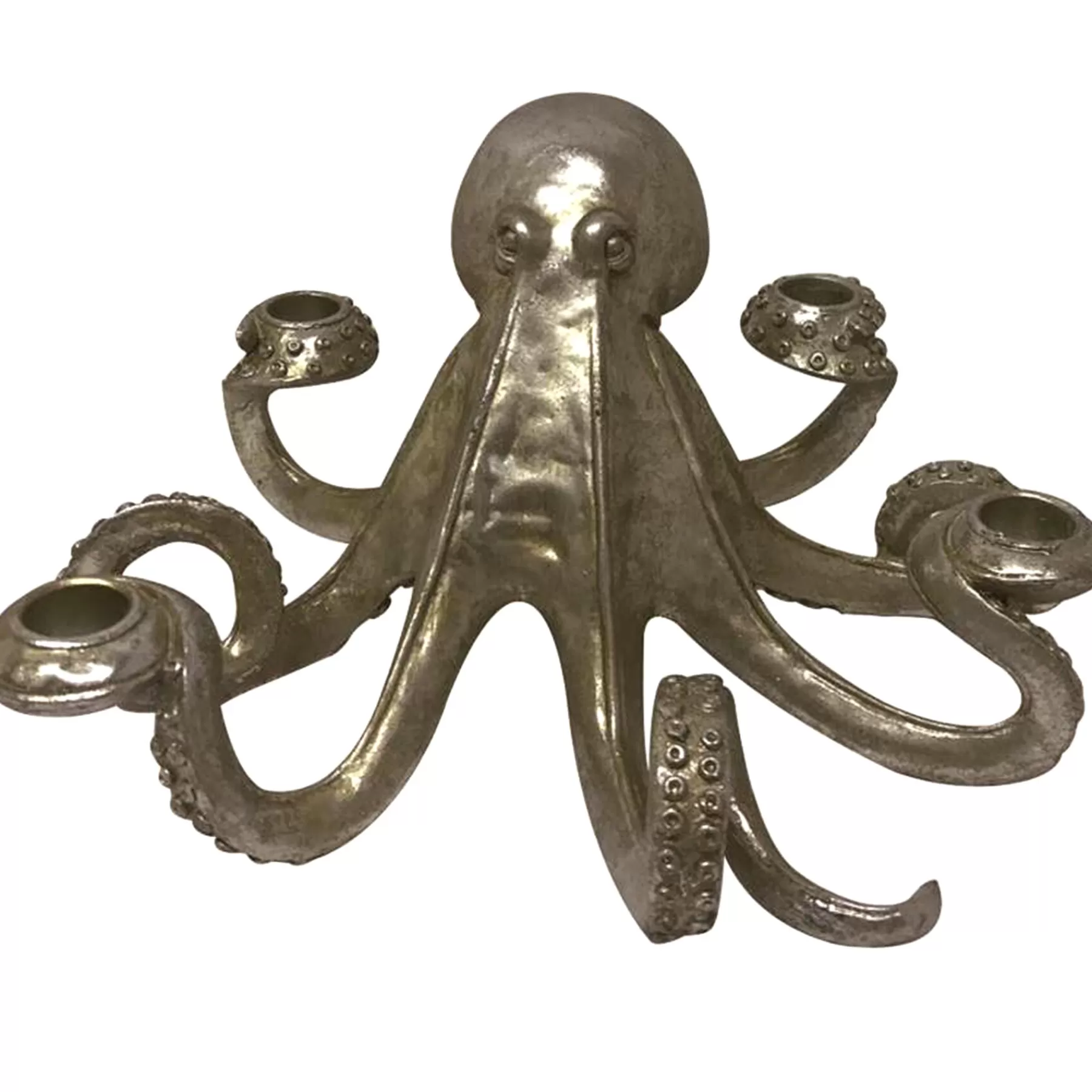 * Exquisite Gifts Silver Octopus Taper Candle Holder, 11