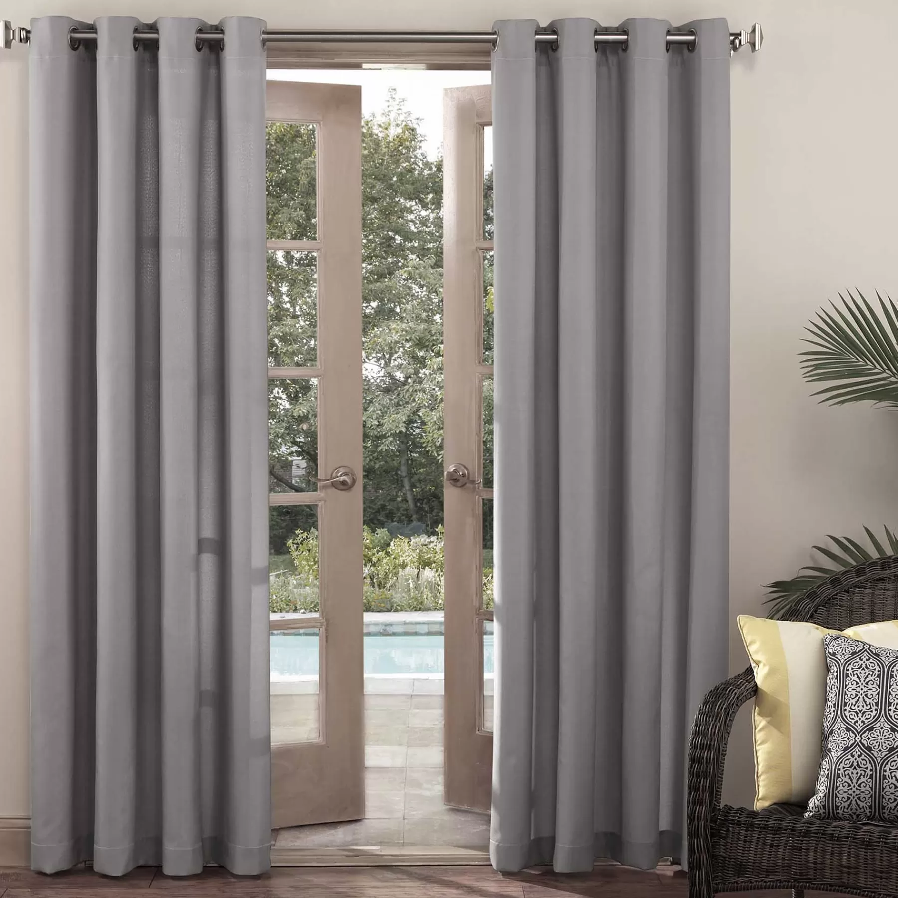 * Exquisite Gifts Sun Zero Darian Grey Outdoor Light Filtering Curtain Panel, 84
