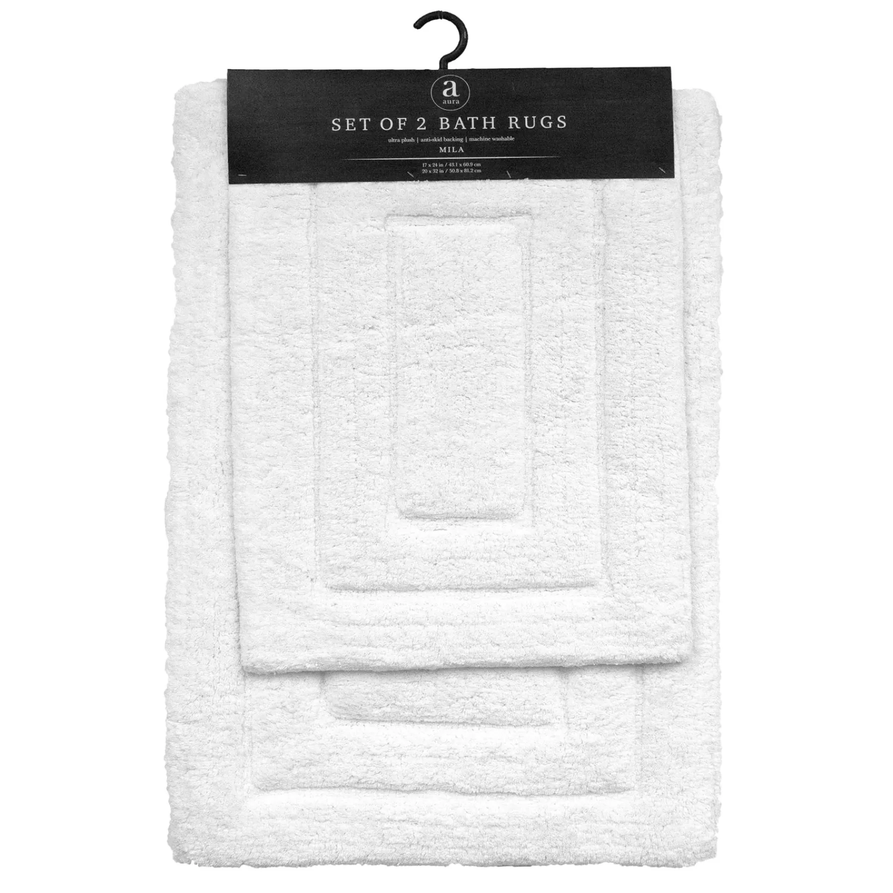 * Featured 2-Piece Mila White Track Cotton Bath Rug Set