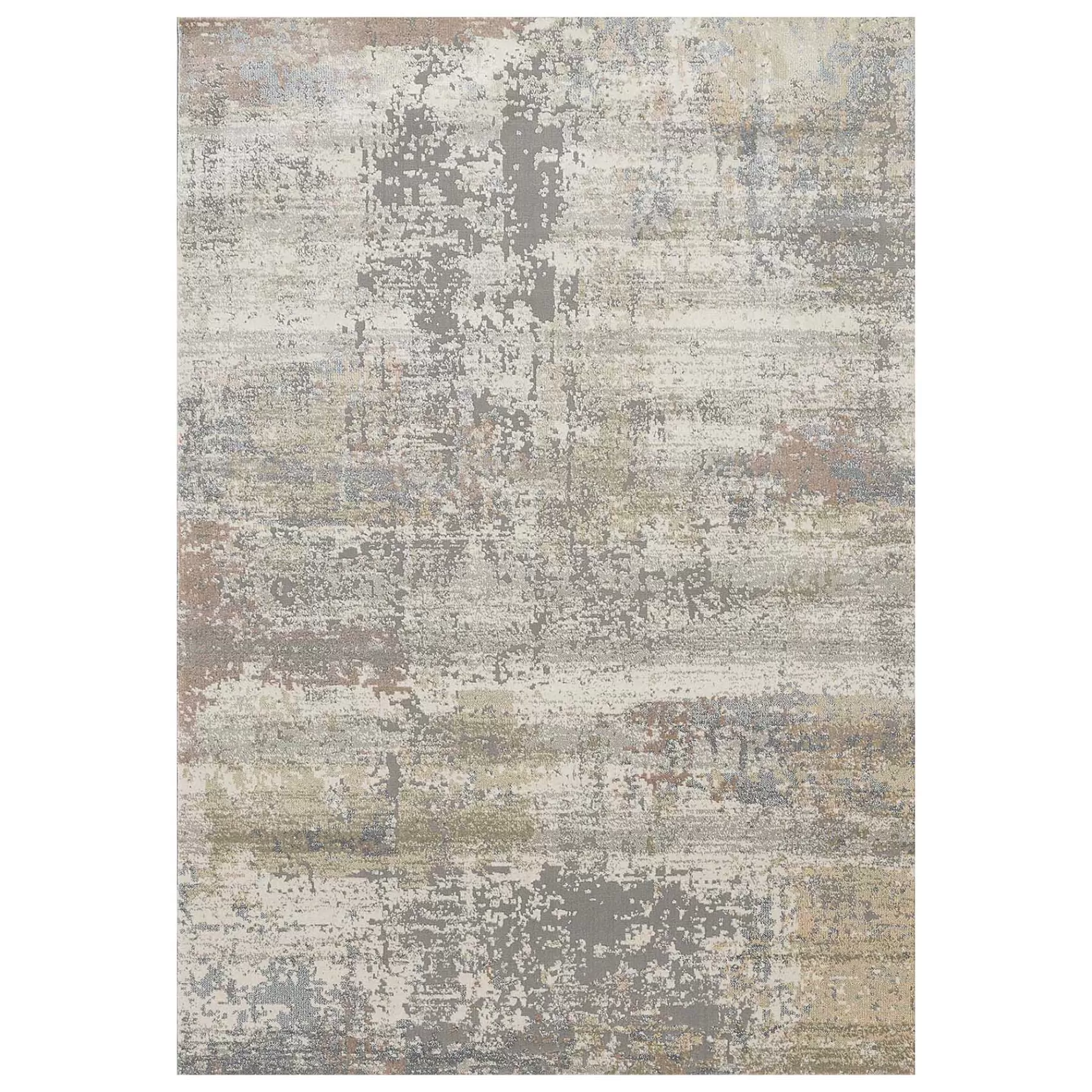 * Featured (B606) Villa Abstract Distressed Ivory & Grey Area Rug, 8 10