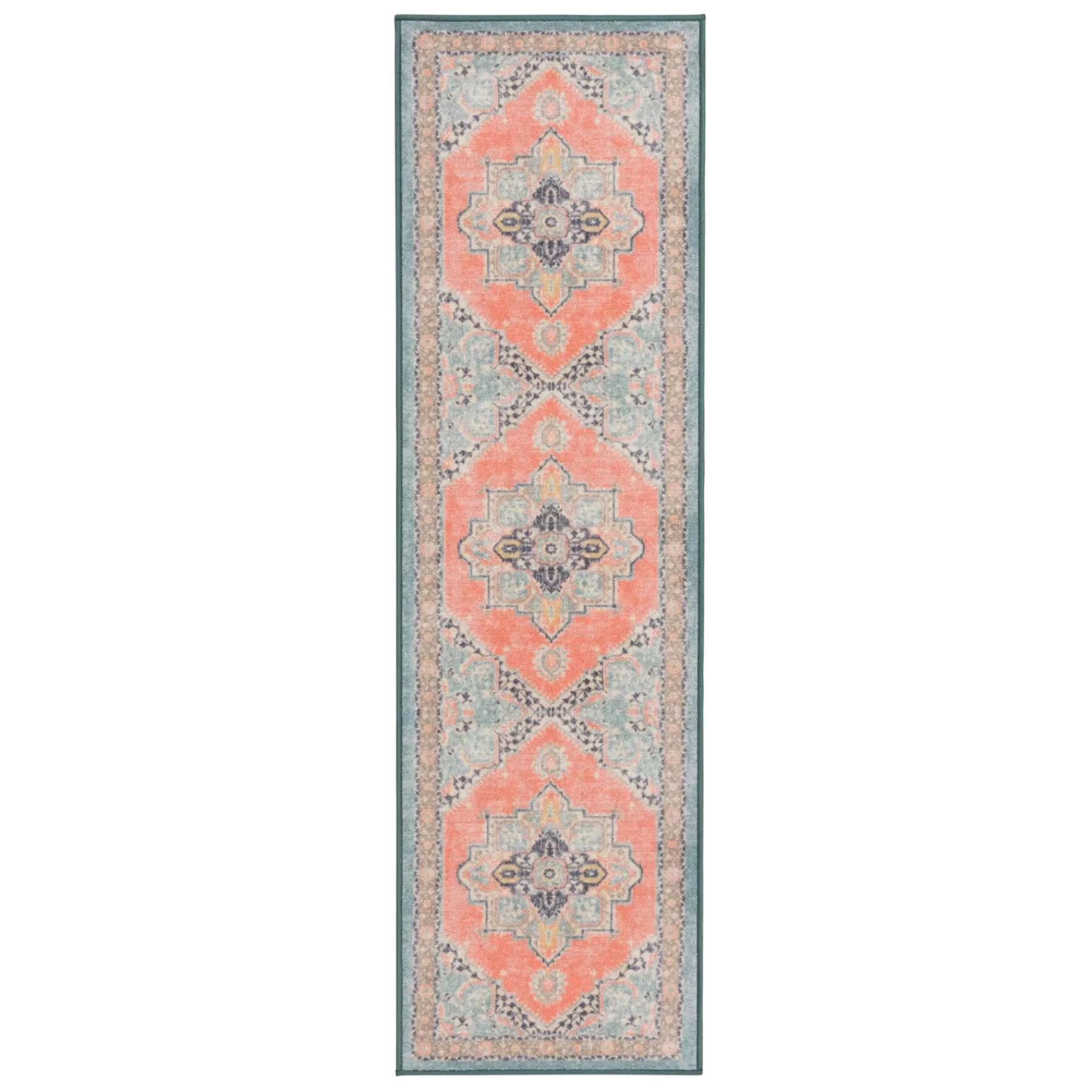 * Featured (D561) Venus Pink Multi-Colored Medallion Runner, 2 7