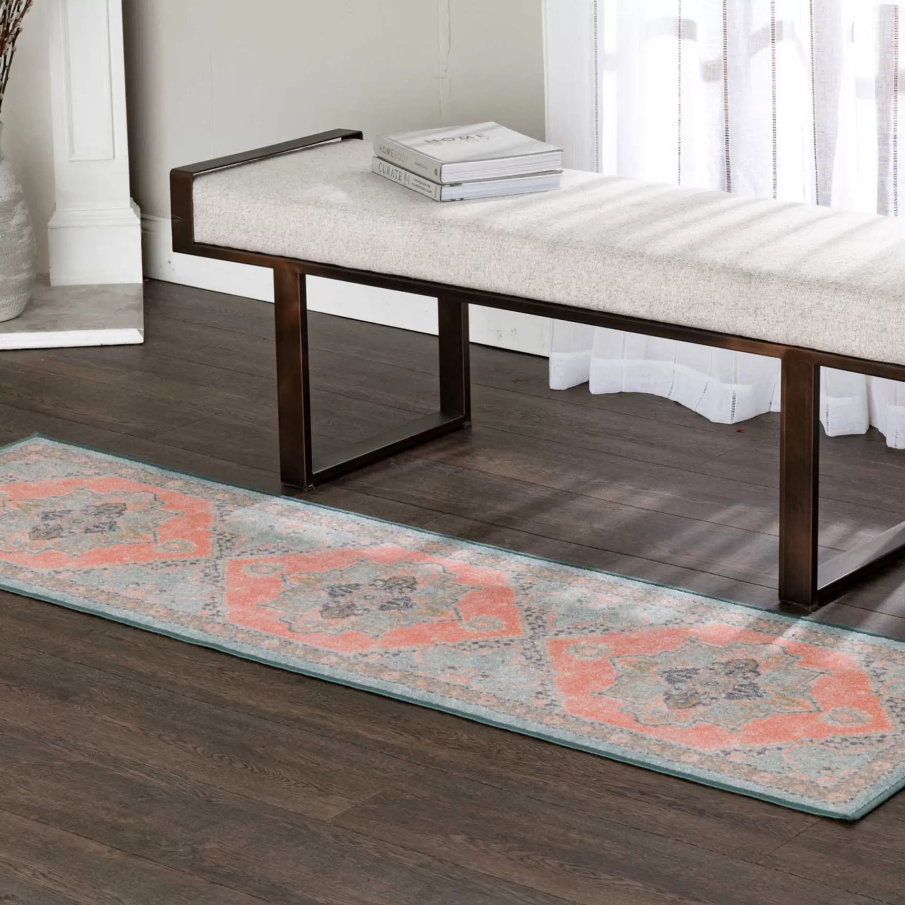 * Featured (D561) Venus Pink Multi-Colored Medallion Runner, 2 7