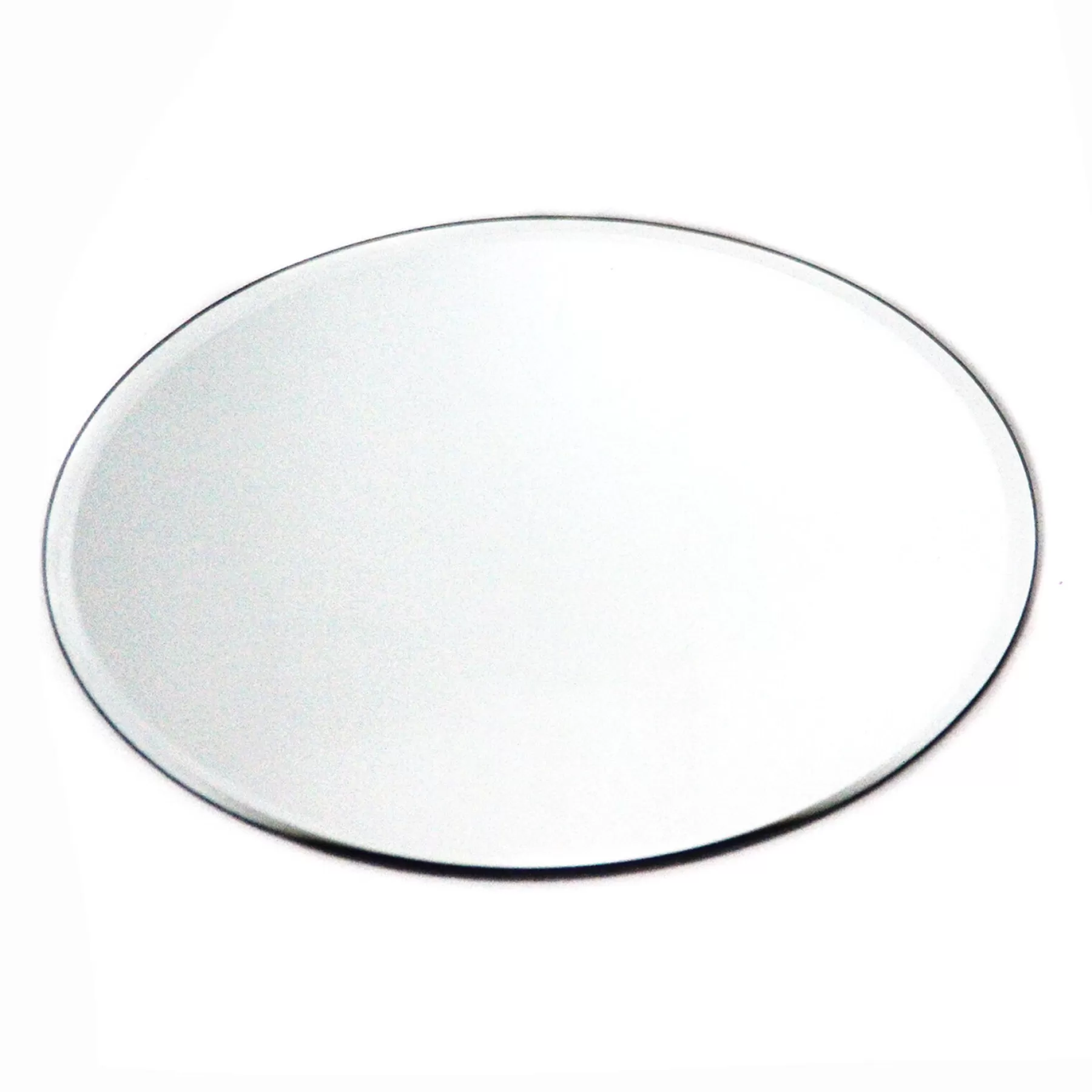 * Featured Glass Round Beveled Edge Mirror Candle Plate, 12