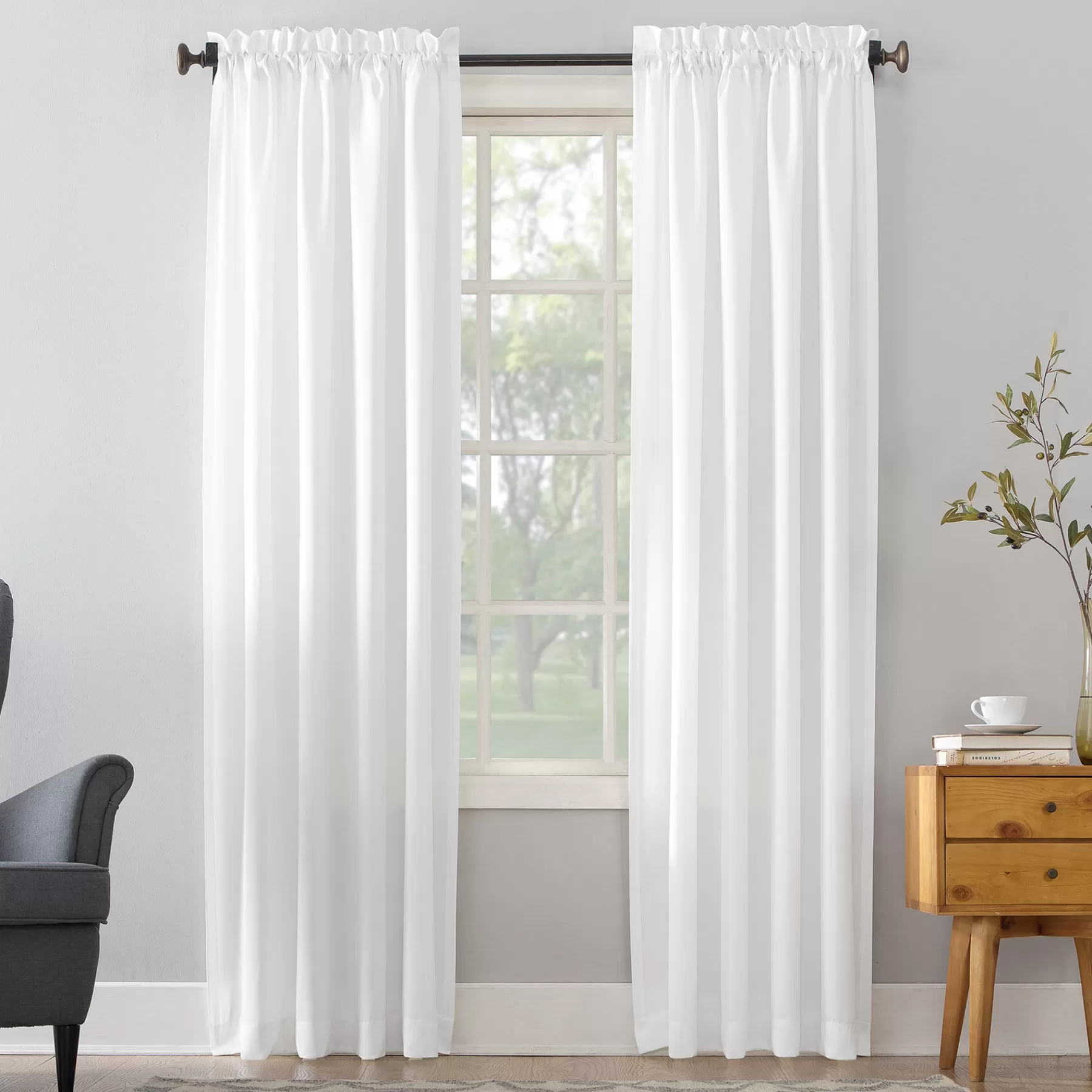 * Featured Madison White Pole Top Room Darkening Curtain Panel, 63