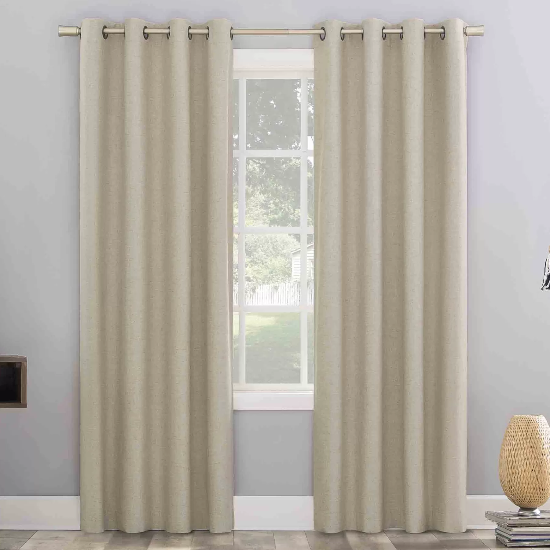 * Featured Sun Zero Pacey Taupe Blackout Grommet Curtain Panel, 84