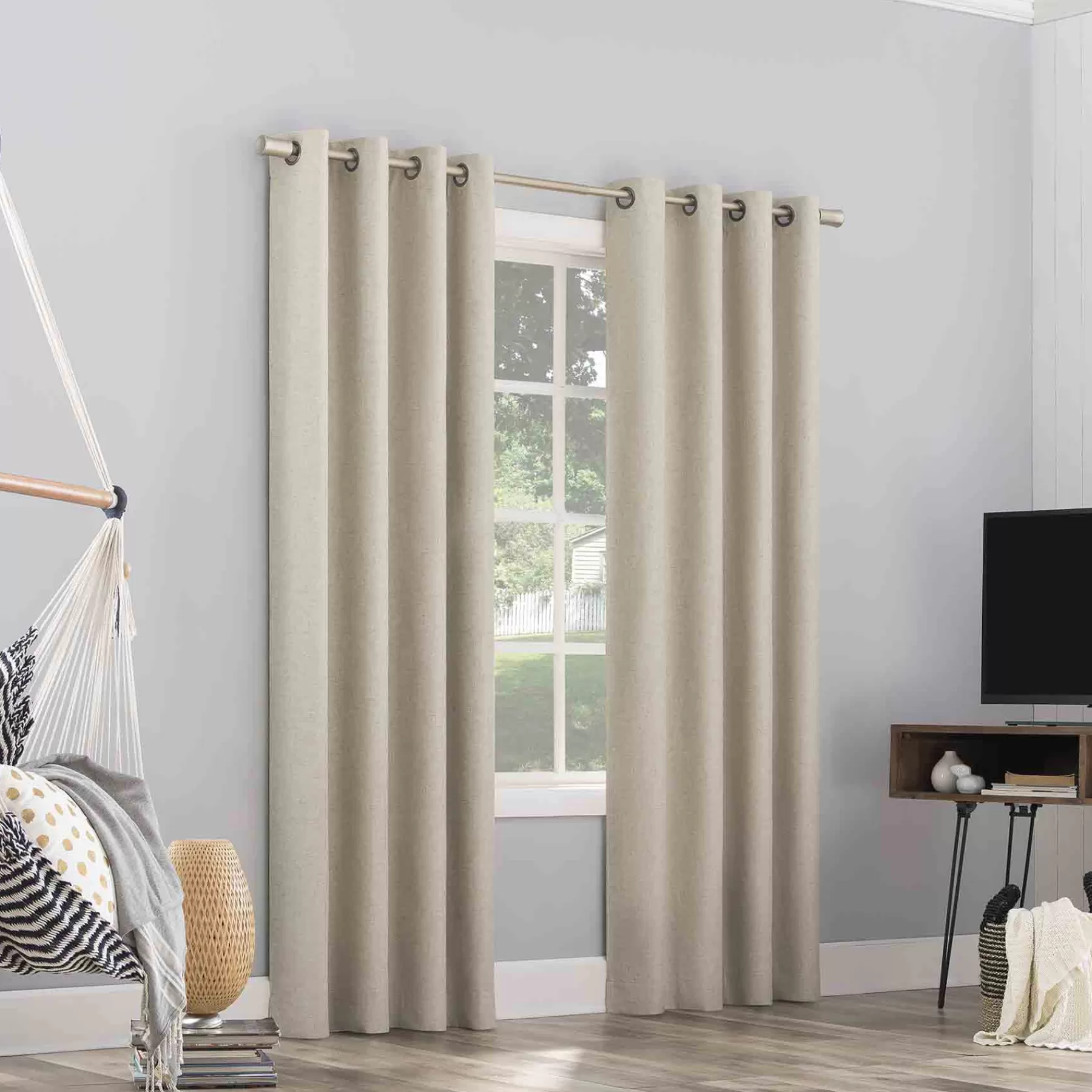 * Featured Sun Zero Pacey Taupe Blackout Grommet Curtain Panel, 84