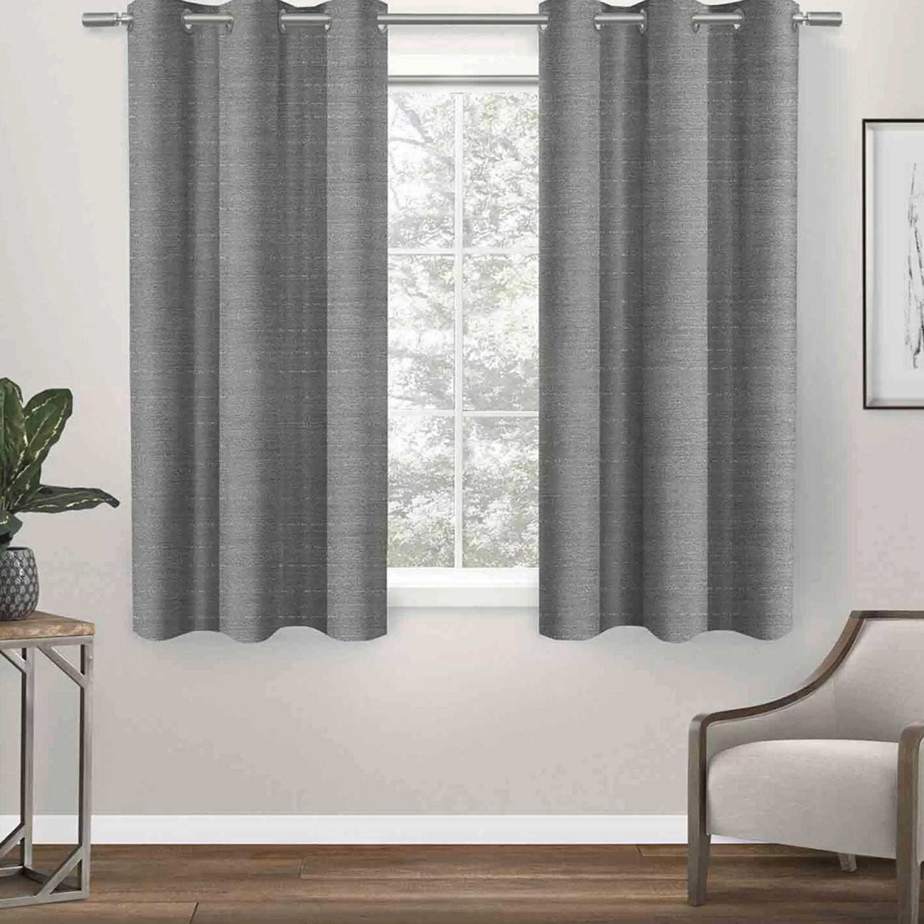 * Featured Whitake Black Pearl Rod Pocket Light Filtering Curtain Panel, 63