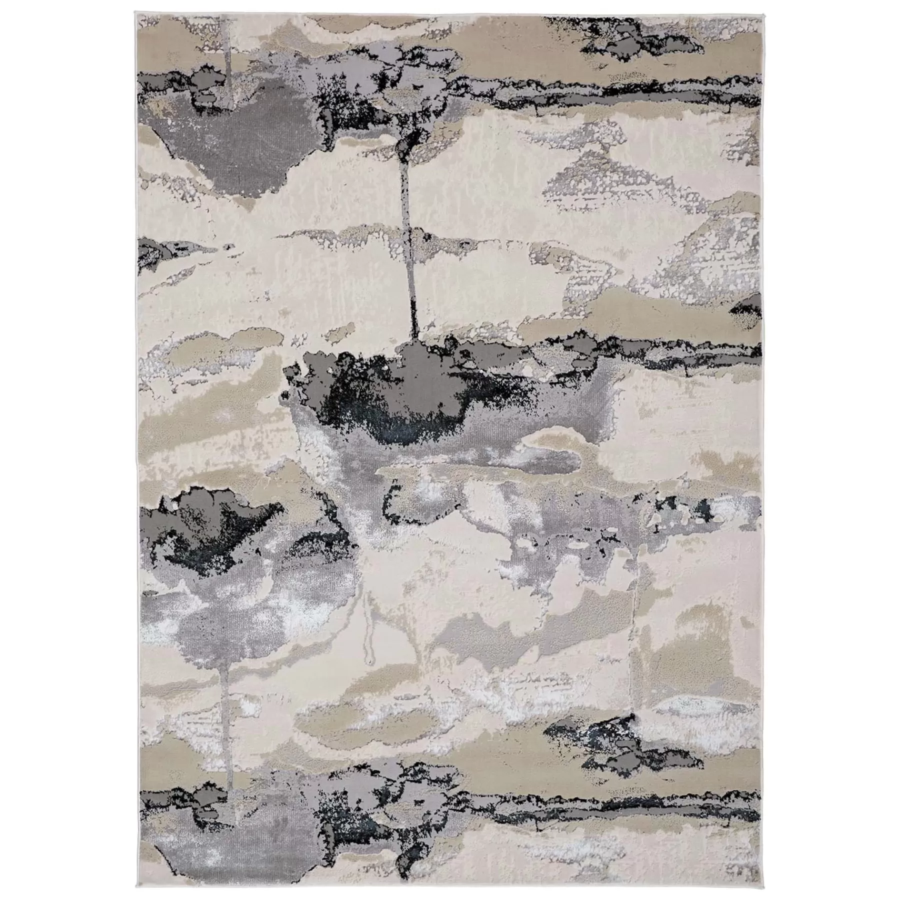 * Flash Sale (B757) Miramar Ivory Abstract Area Rug, 7 10