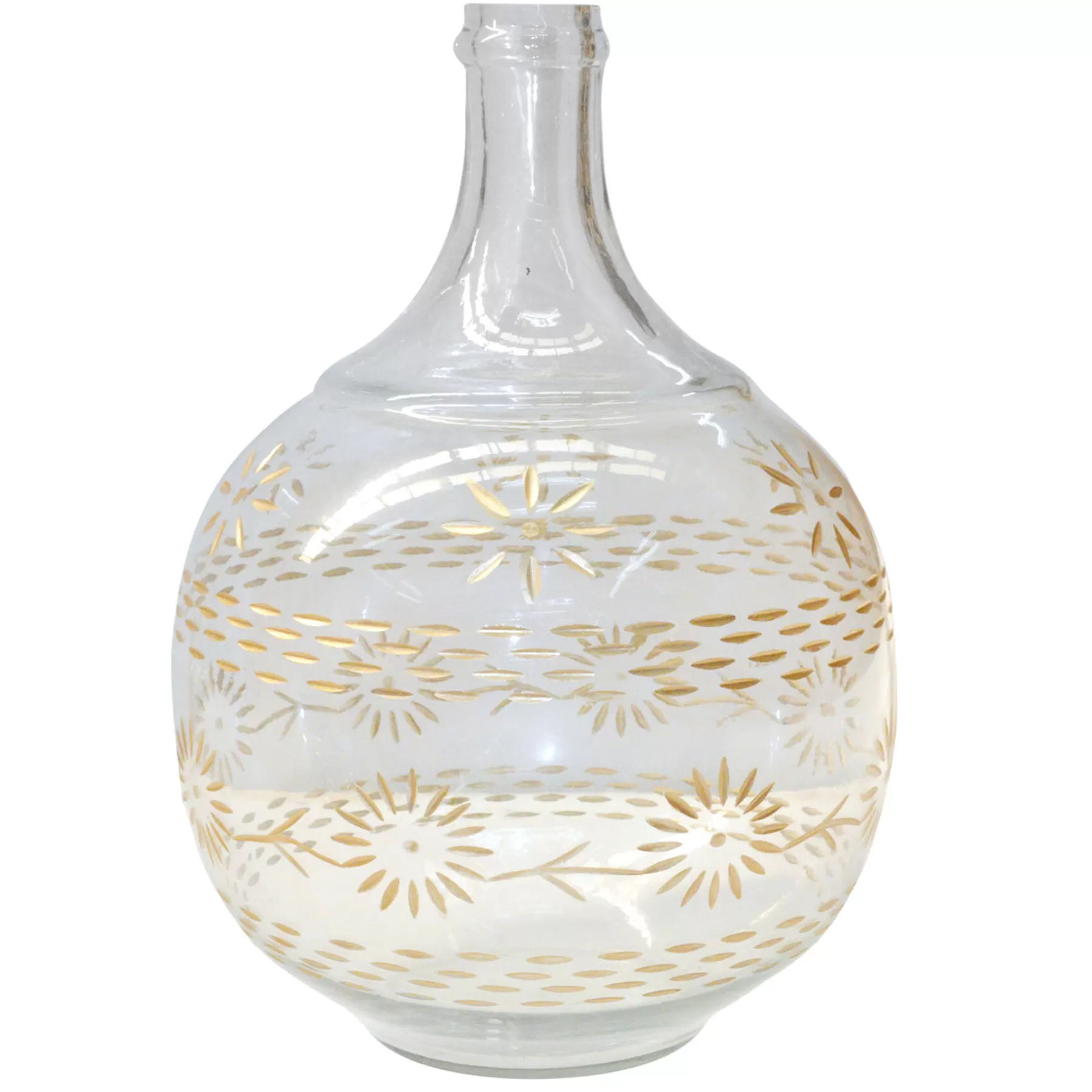 * Flash Sale Gold Etched Clear Glass Vase, 16