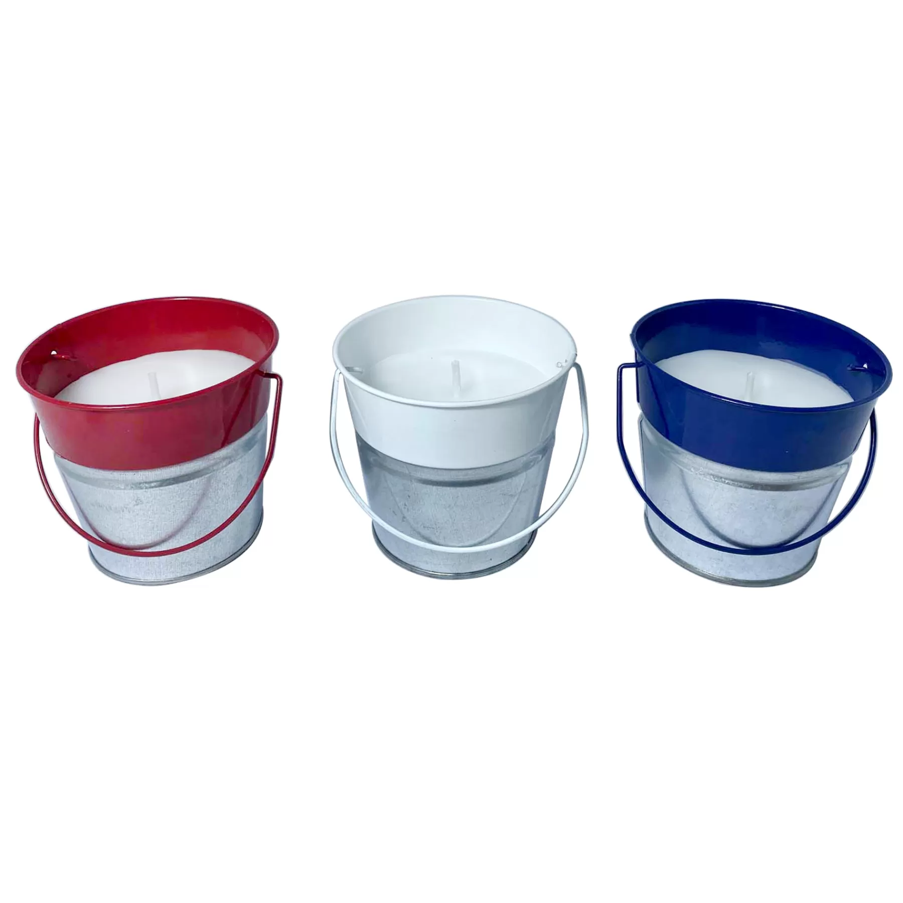 * Low Price 3-Pack Red, White & Blue Galvanized Bucket Citronella Candles, 7Oz