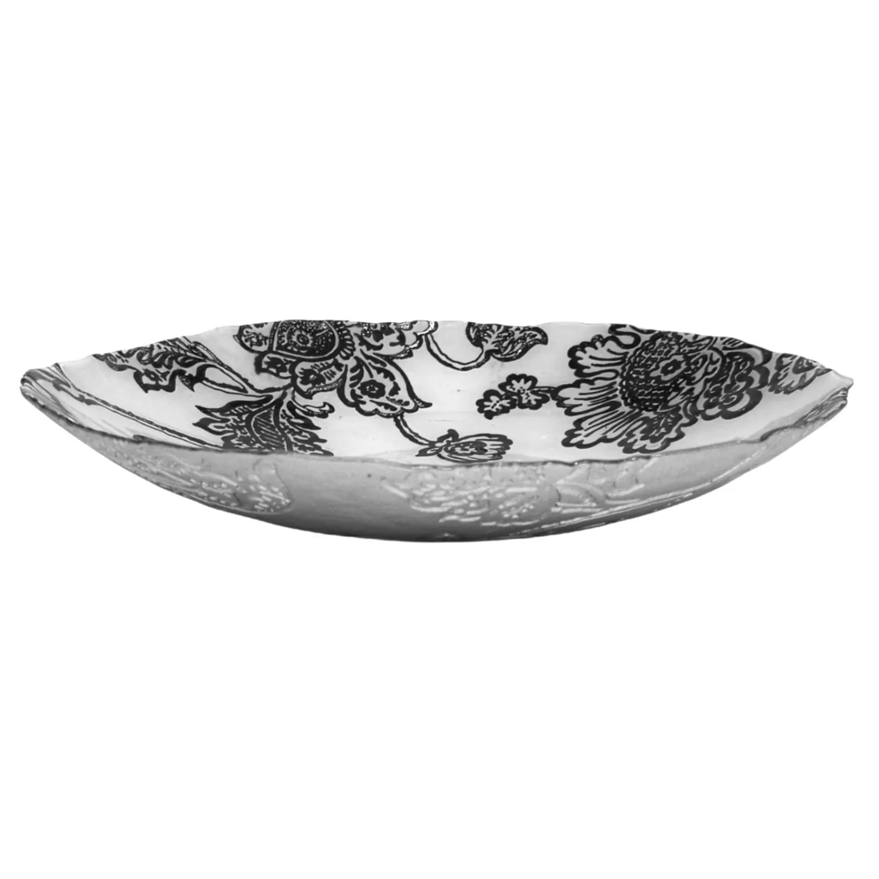 * Low Price Black & White Floral Bowl, 16