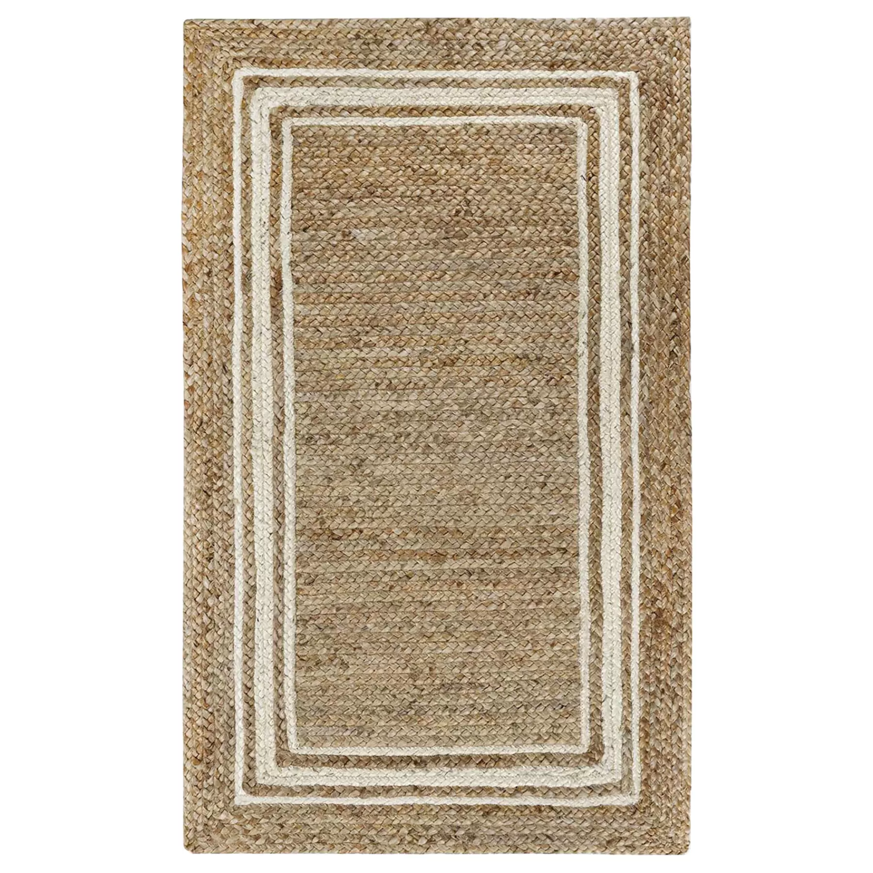 * Low Price Braided Border Natural & Ivory Jute Accent Rug, 27 45