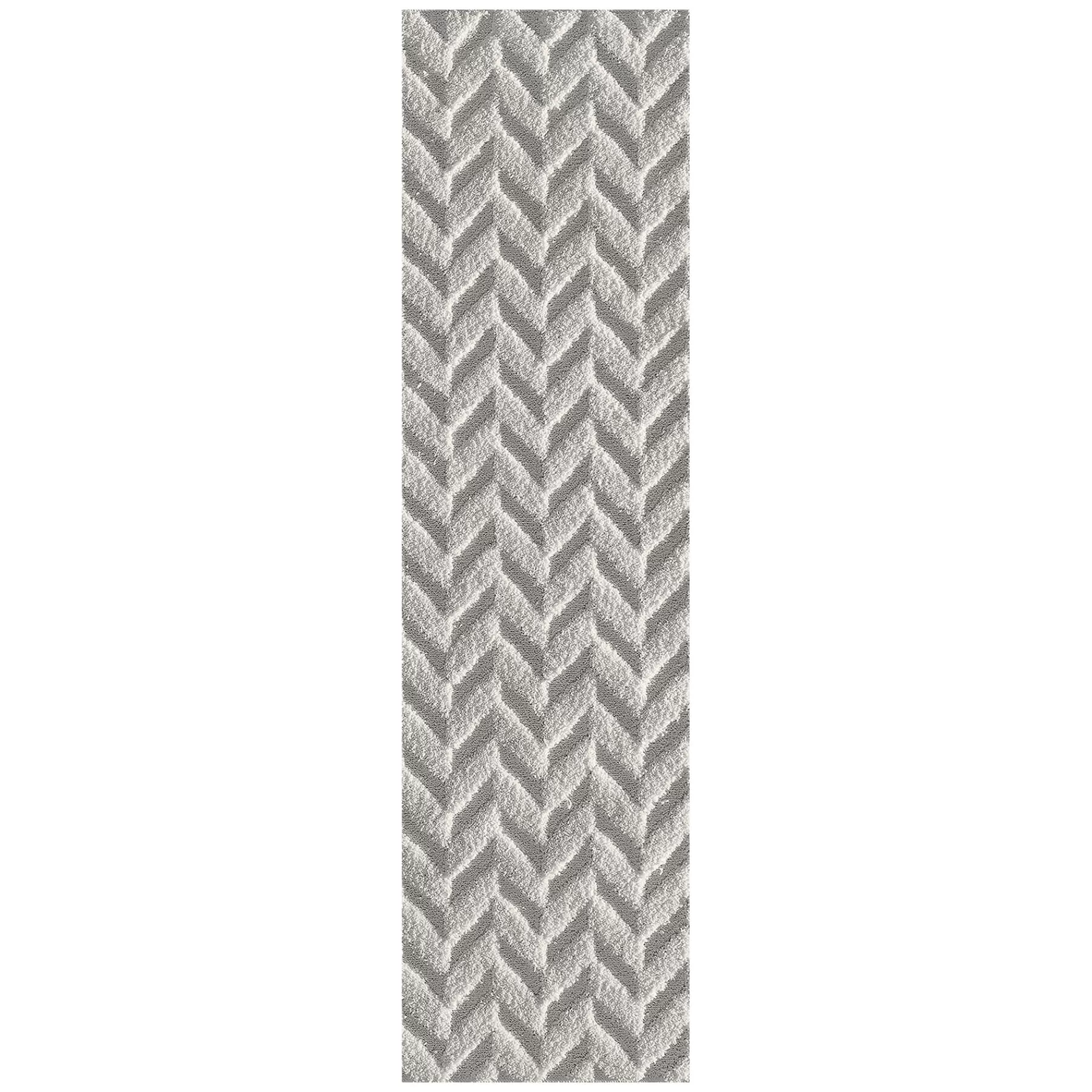 * Original (D460) Salazar Herringbone Grey Tufted Runner With Non-Slip Back, 2 7