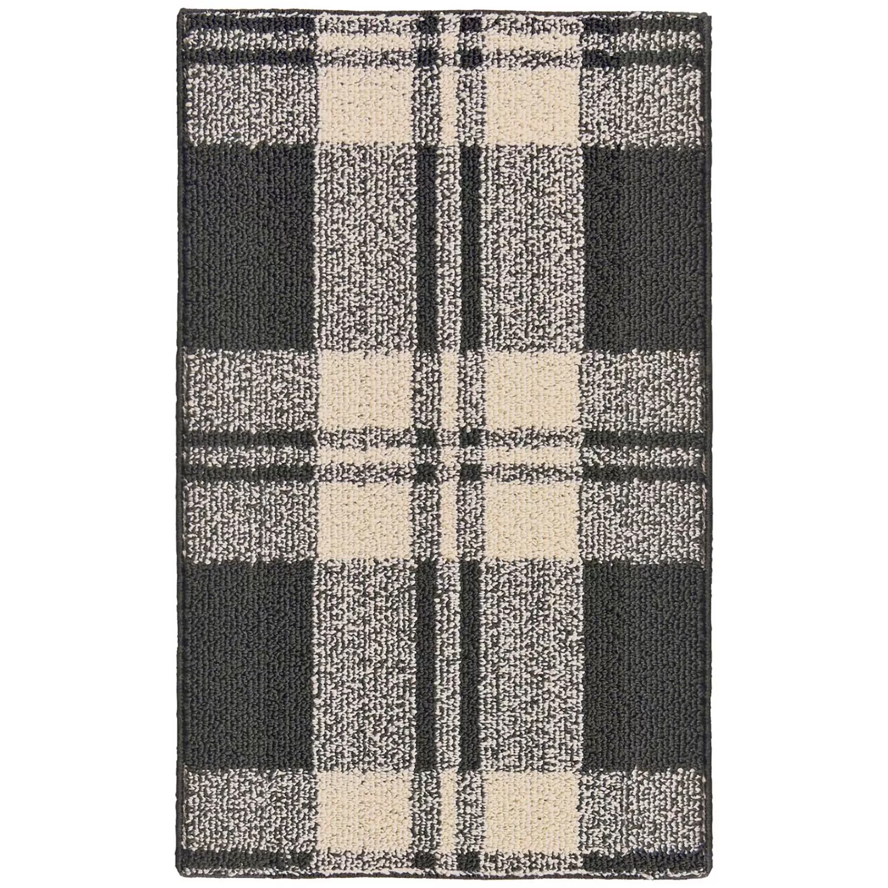 * Original Grey & Ivory Plaid Kitchen Mat, 2 3