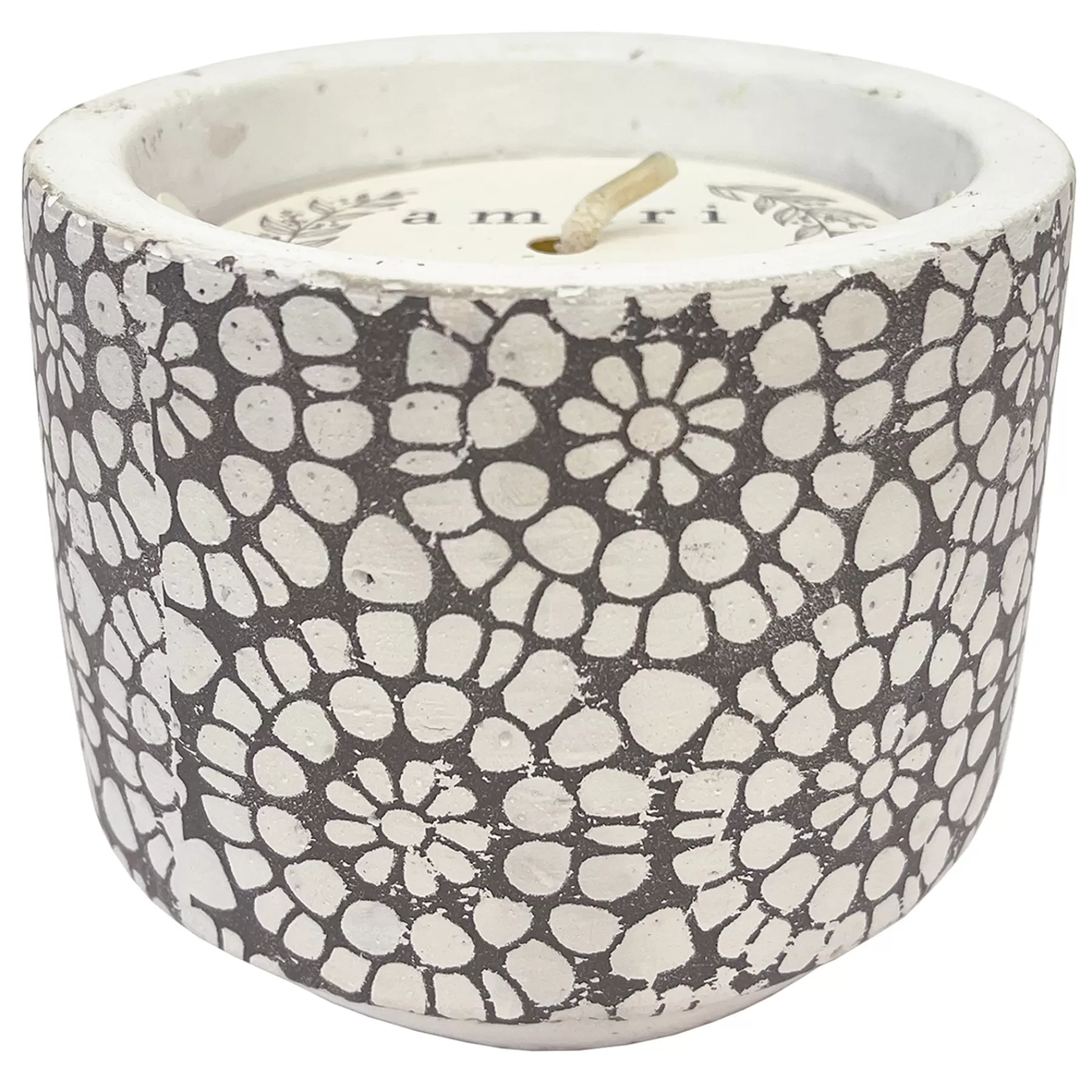 * Original Grey Floral Patterned Cement Citronella Candle