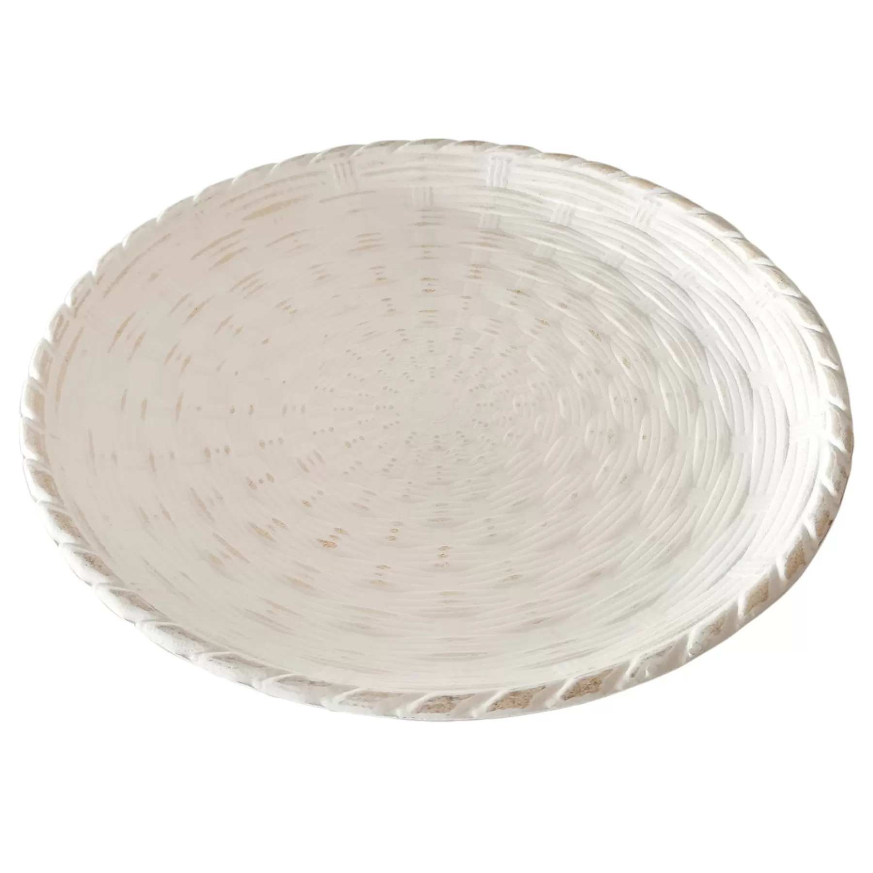 * Original Honeybloom White Woven Decorative Platter, 12