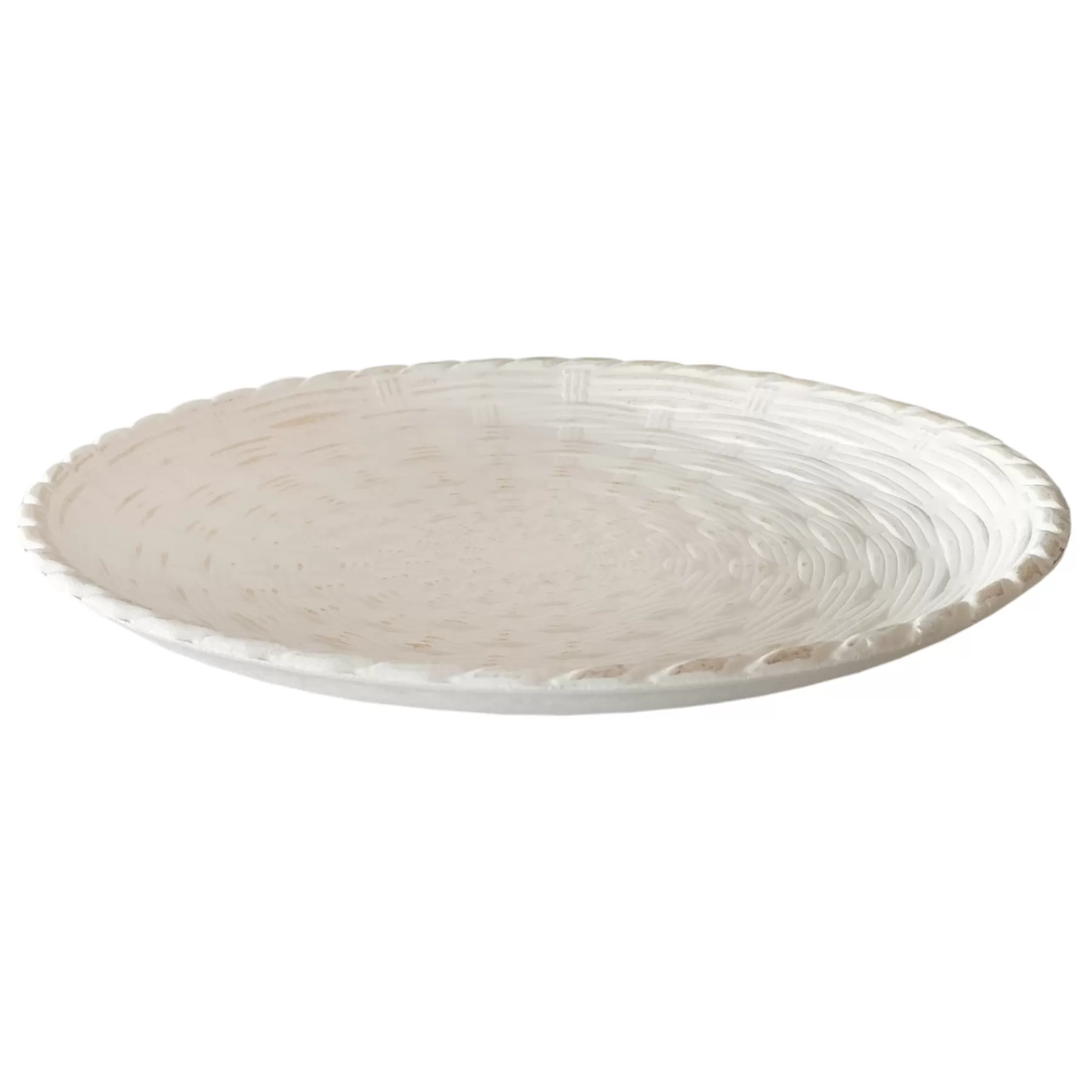 * Original Honeybloom White Woven Decorative Platter, 12