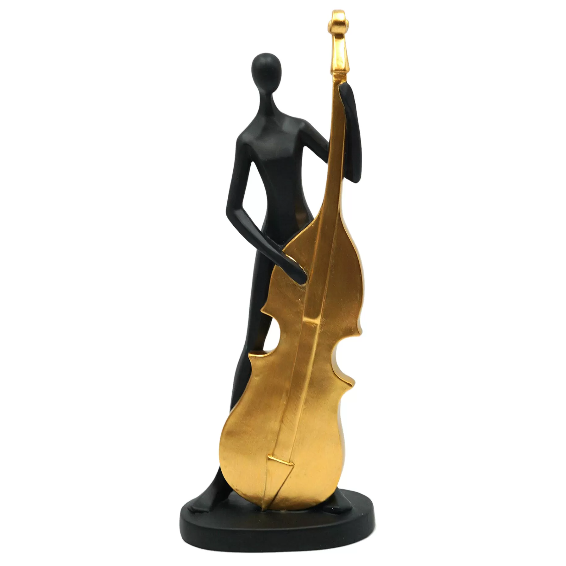 * Original Matte Black & Gold Cello Player, 14.5