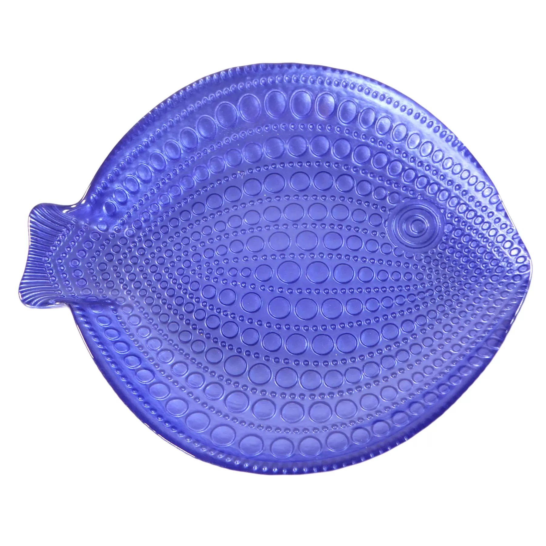 * Original Tracey Boyd Blue Fish Decorative Glass Dish, 11.5 10