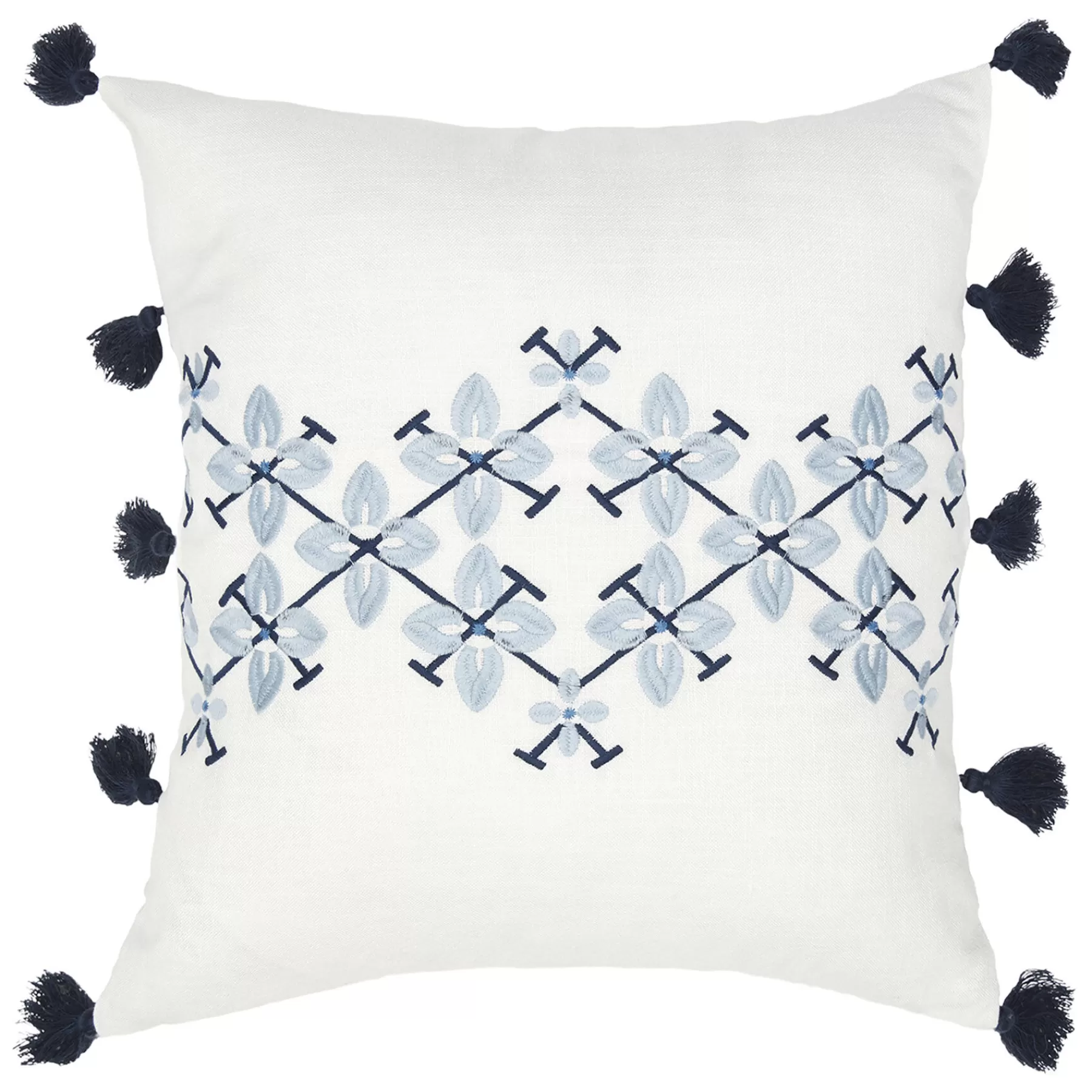 * Original Tracey Boyd Blue Origami Embroidered Tassel Throw Pillow, 18