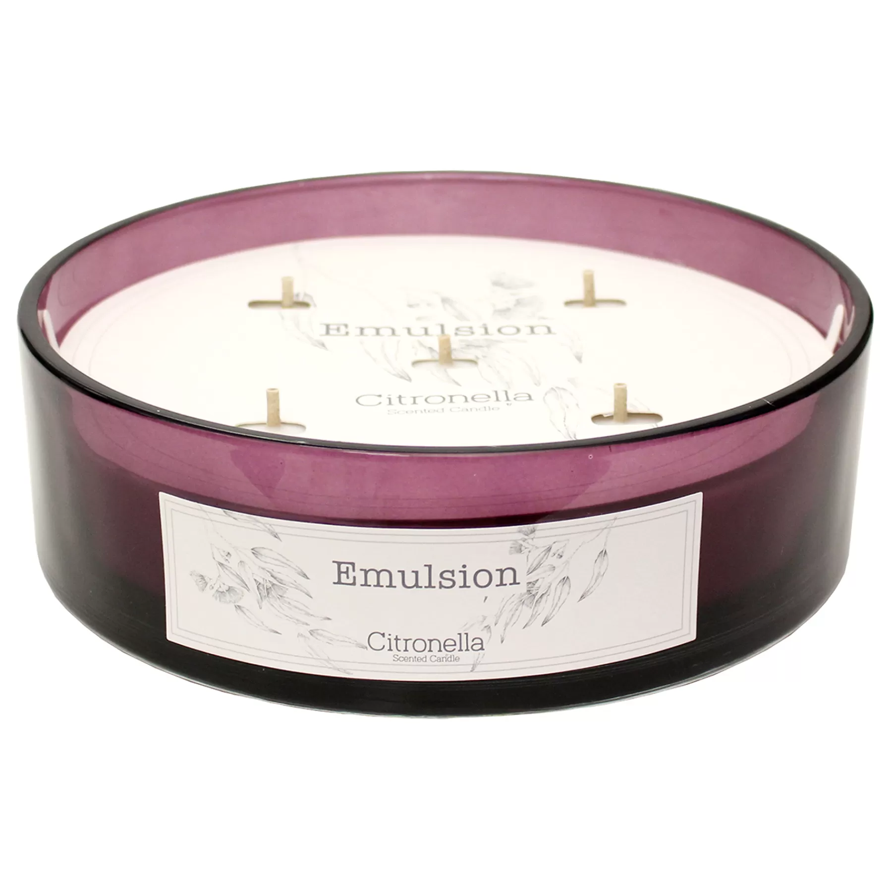 * Outlet Sale 5-Wick Pink Glass Citronella Candle