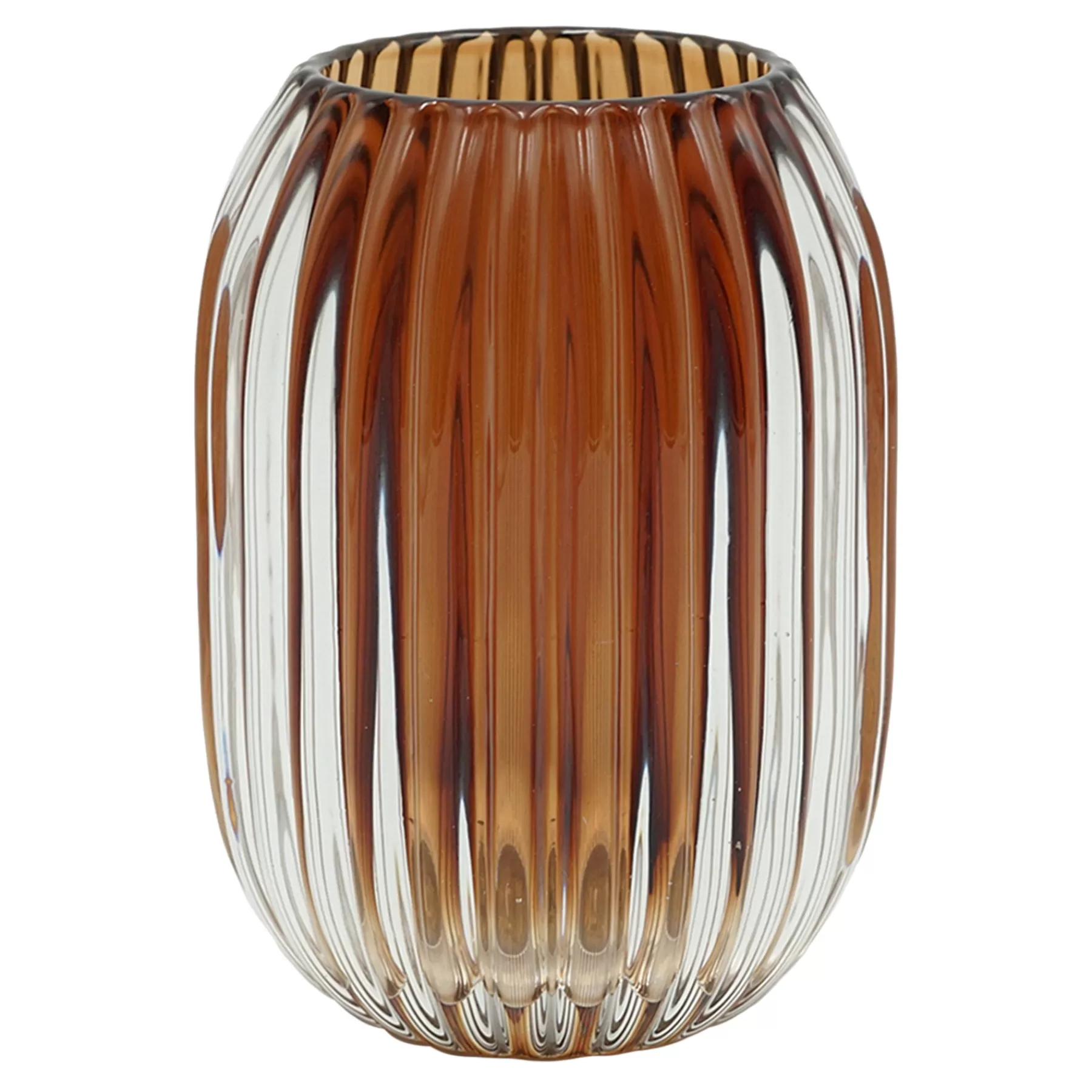 * Outlet Sale Amber Glass Ribbed Votive Candle Holder, 5