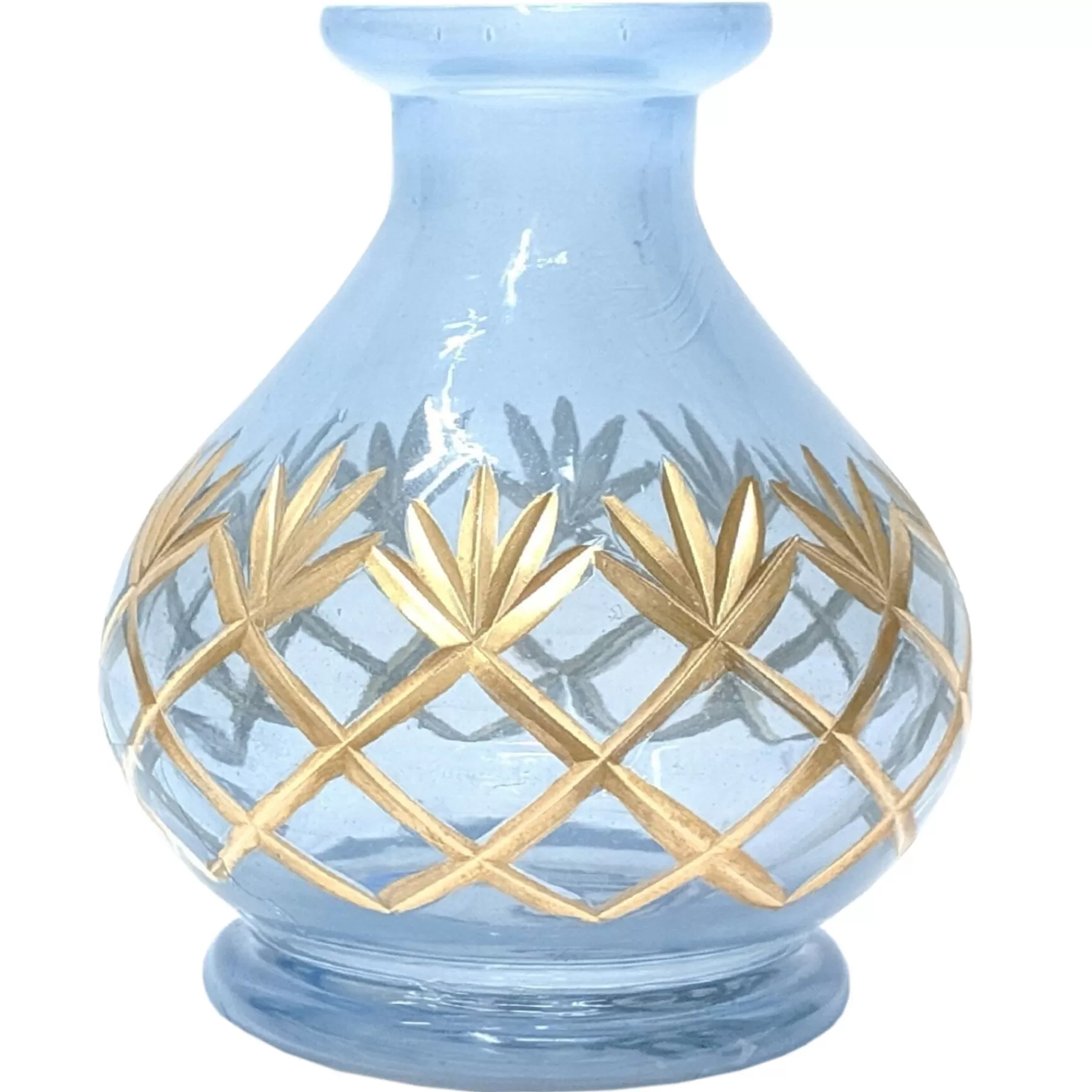 * Outlet Sale Blue & Gold Etched Glass Bud Vase, 4