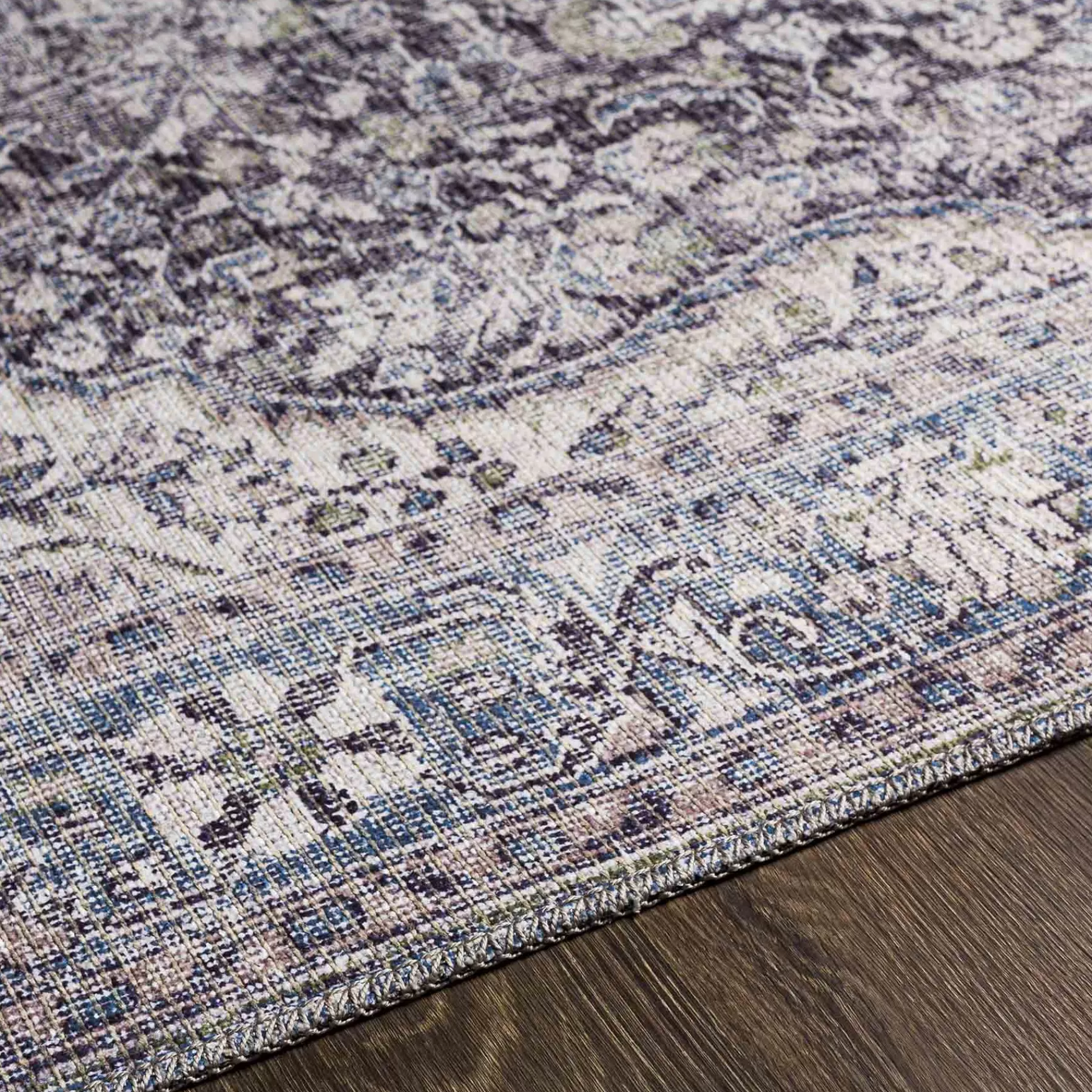 * Premium (B785) Colin Blue Medallion Washable Area Rug, 5 7