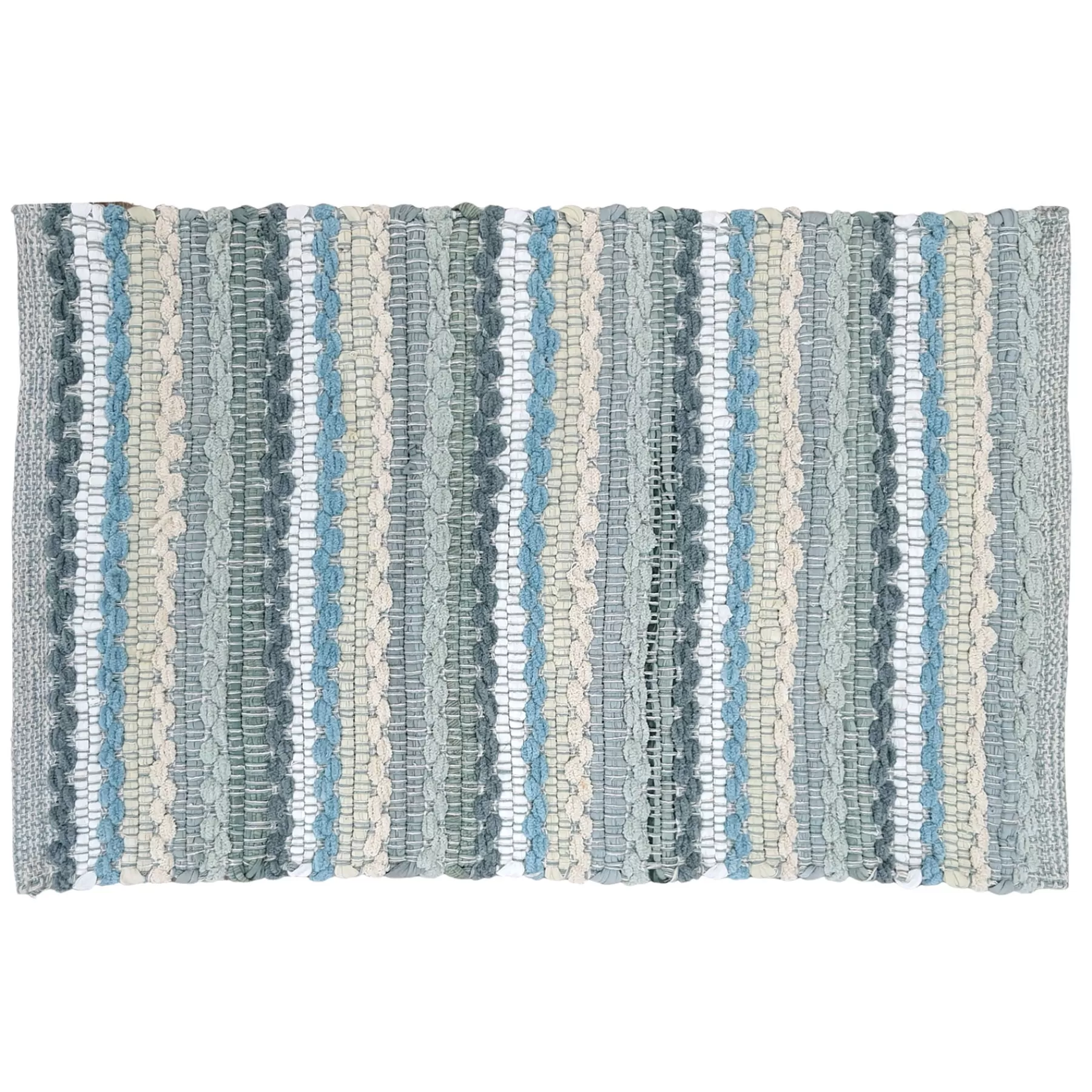 * Premium Blue Striped Cotton Chenille Accent Rug, 20 32