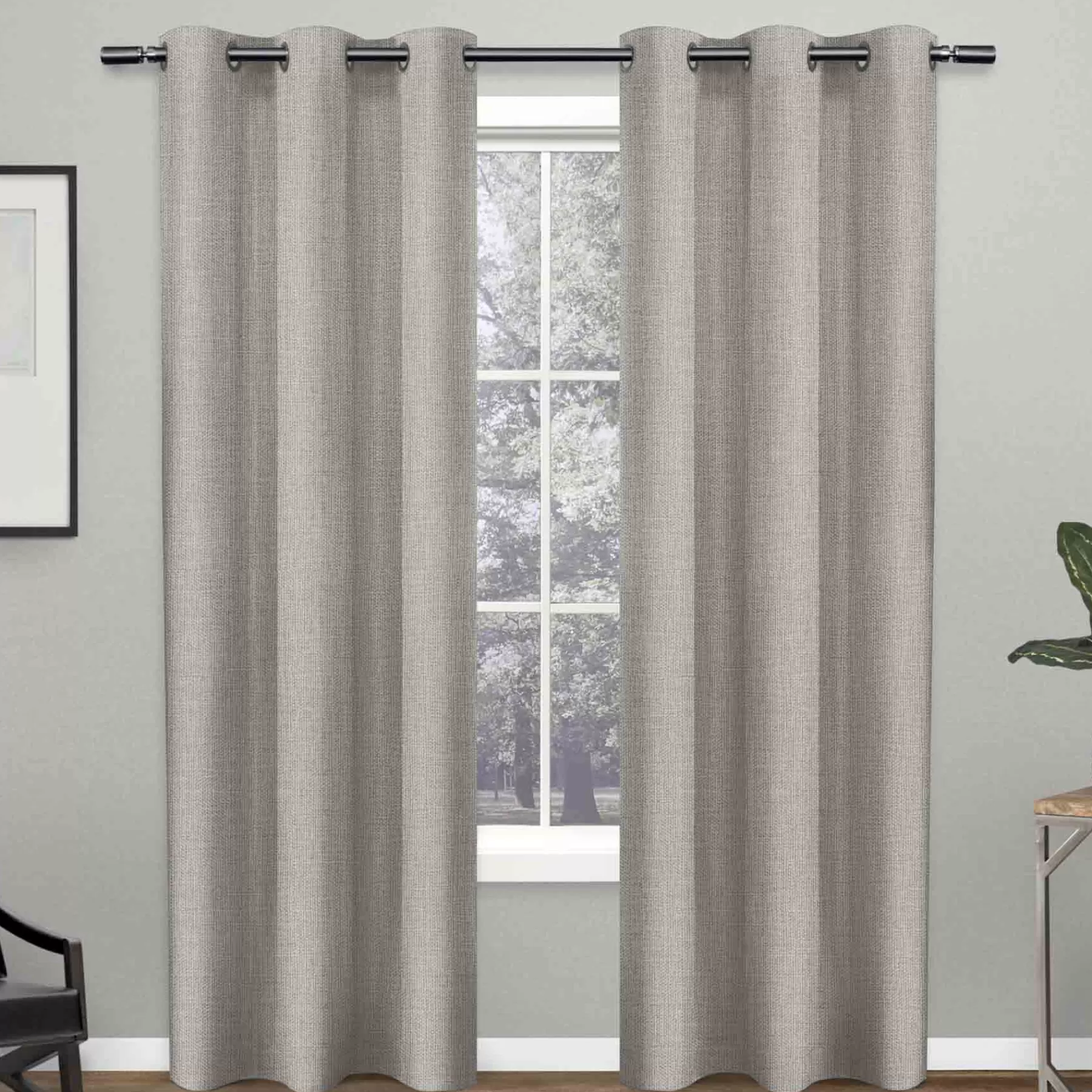 * Premium Crossweave Dove Grey Light Filtering Grommet Curtain Panel, 96